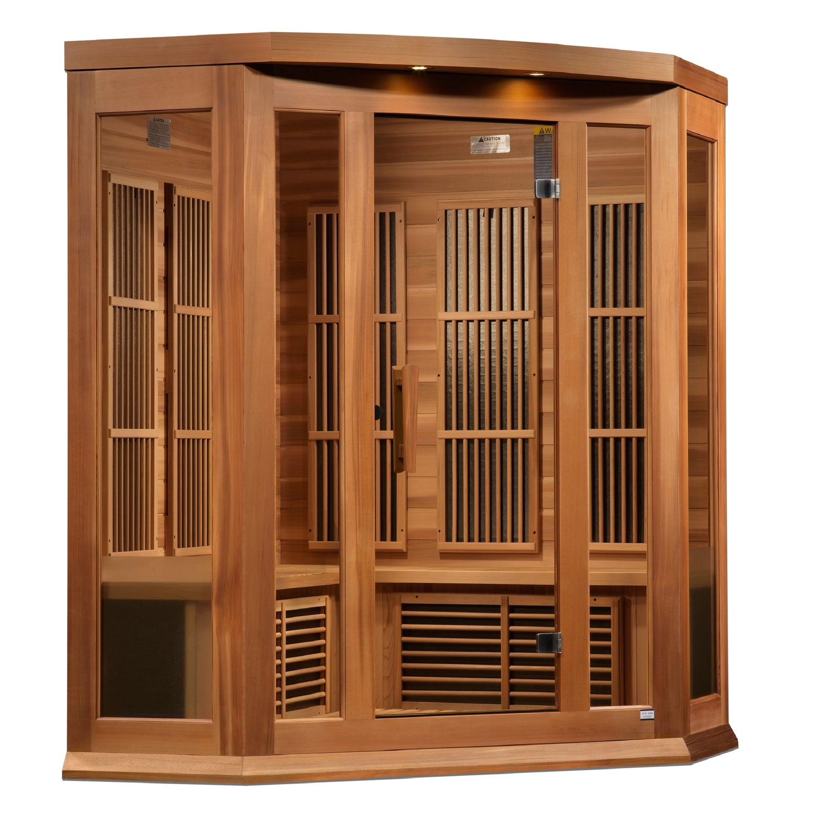 Maxxus 3-Person Corner Low EMF FAR Infrared Sauna (Canadian Red Cedar)