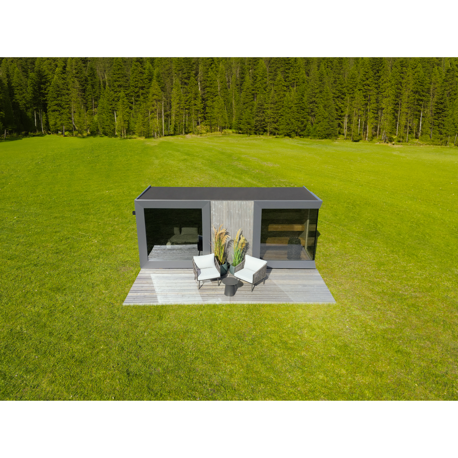 Genevas St. Moritz Pre-Assembled Outdoor Sauna with Lounge & Shower Cabin