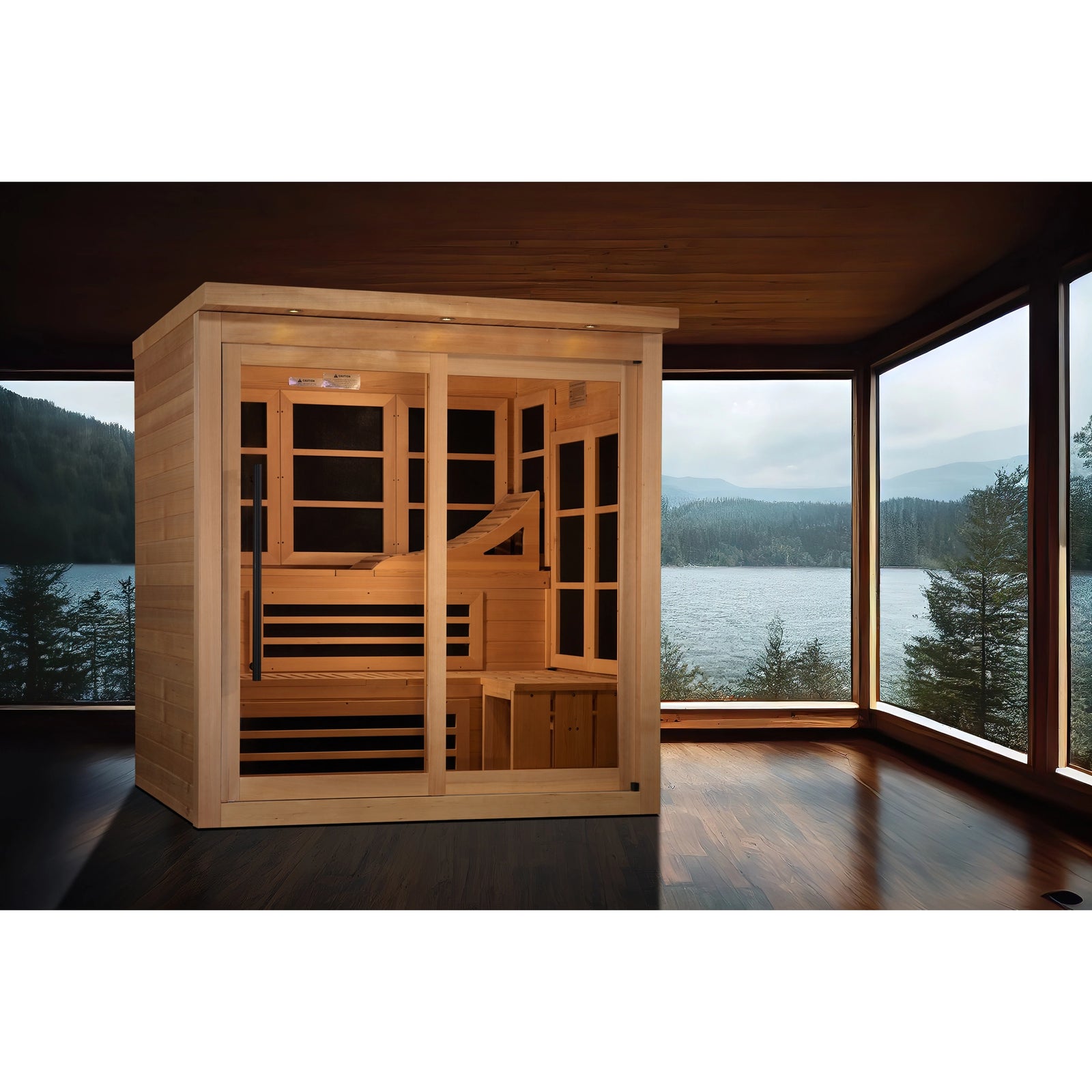 Golden Designs Monaco Limited Edition 6-person PureTech™ Near Zero EMF (Under 3MG) FAR Infrared Sauna (Canadian Hemlock)
