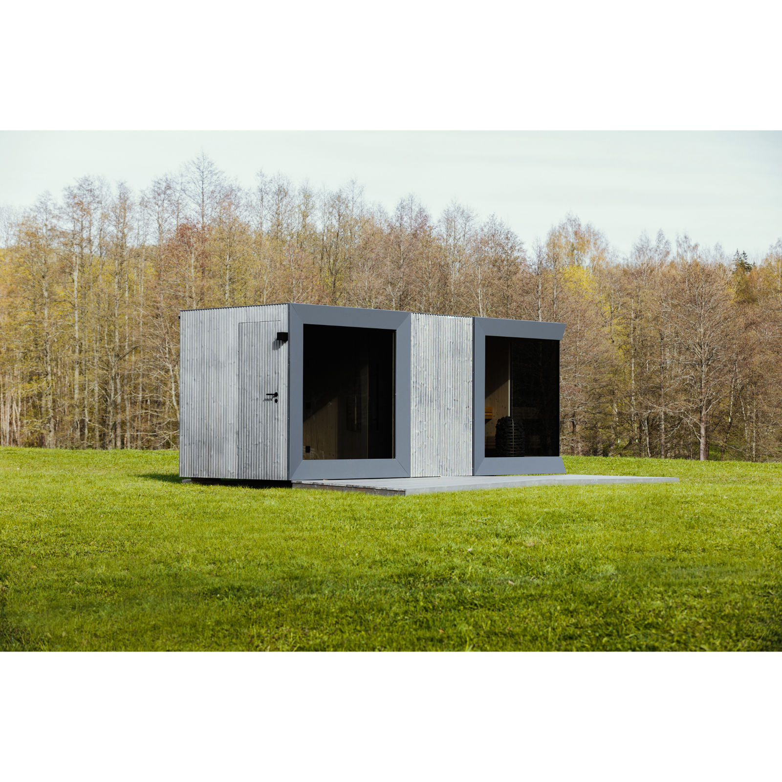 Genevas St. Moritz Pre-Assembled Outdoor Sauna with Lounge & Shower Cabin