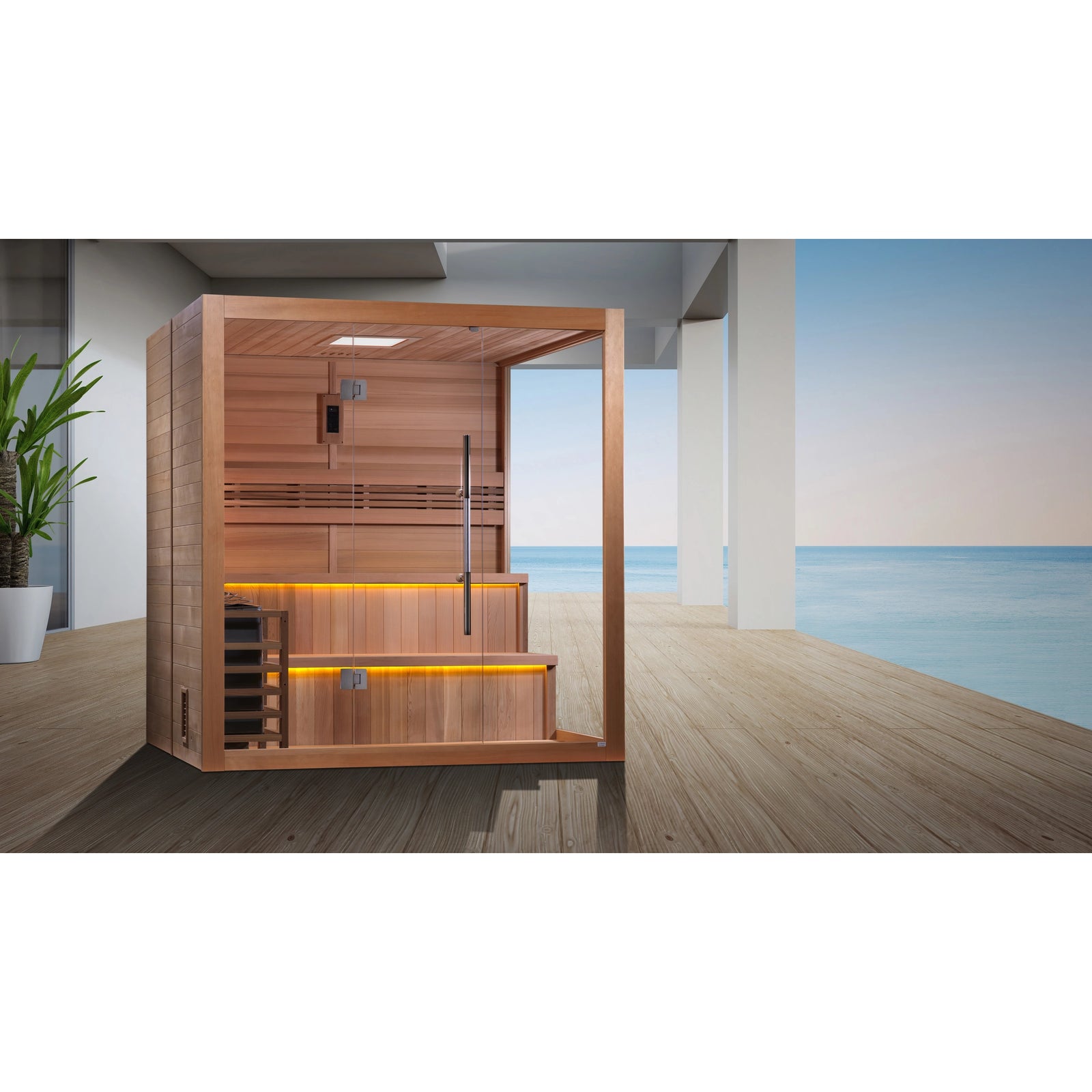 Golden Designs "Kuusamo Edition" 6 Person Indoor Traditional Sauna - Canadian Red Cedar Interior