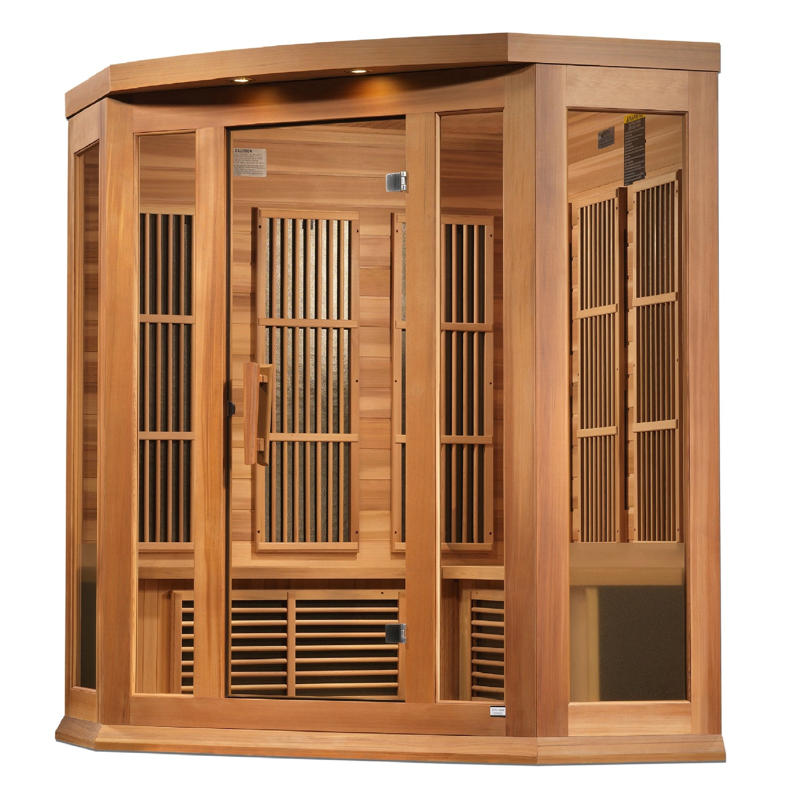 Maxxus 3-Person Corner Near Zero EMF FAR Infrared Sauna (Canadian Red Cedar)