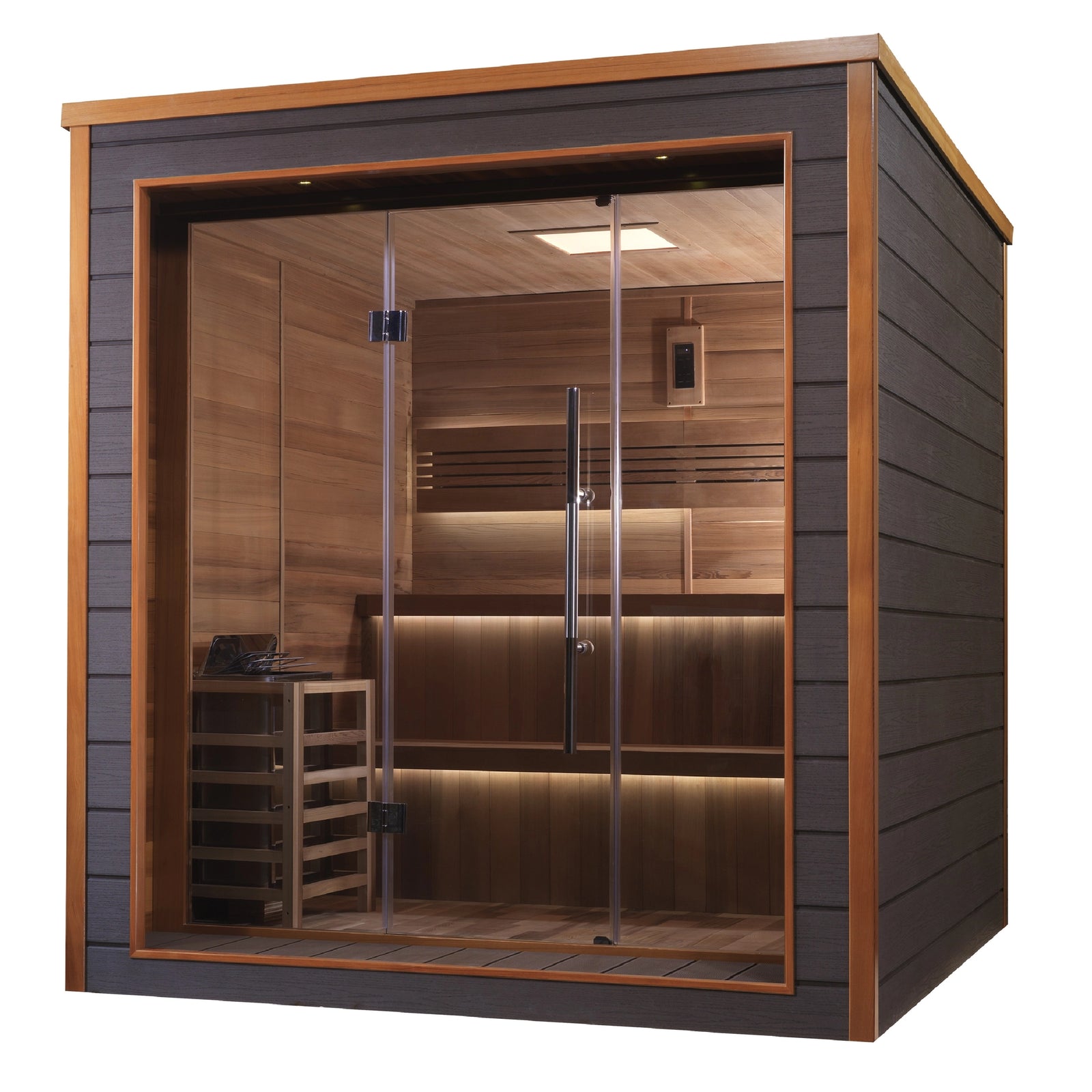 Golden Designs Bergen 6 Person Outdoor Traditional Sauna - Canadian Red Cedar Interior