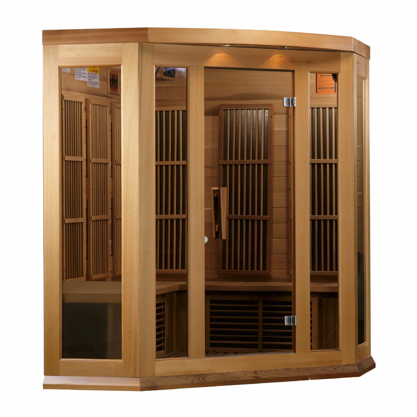 Maxxus 3-Person Corner Low EMF FAR Infrared Sauna (Canadian Red Cedar)