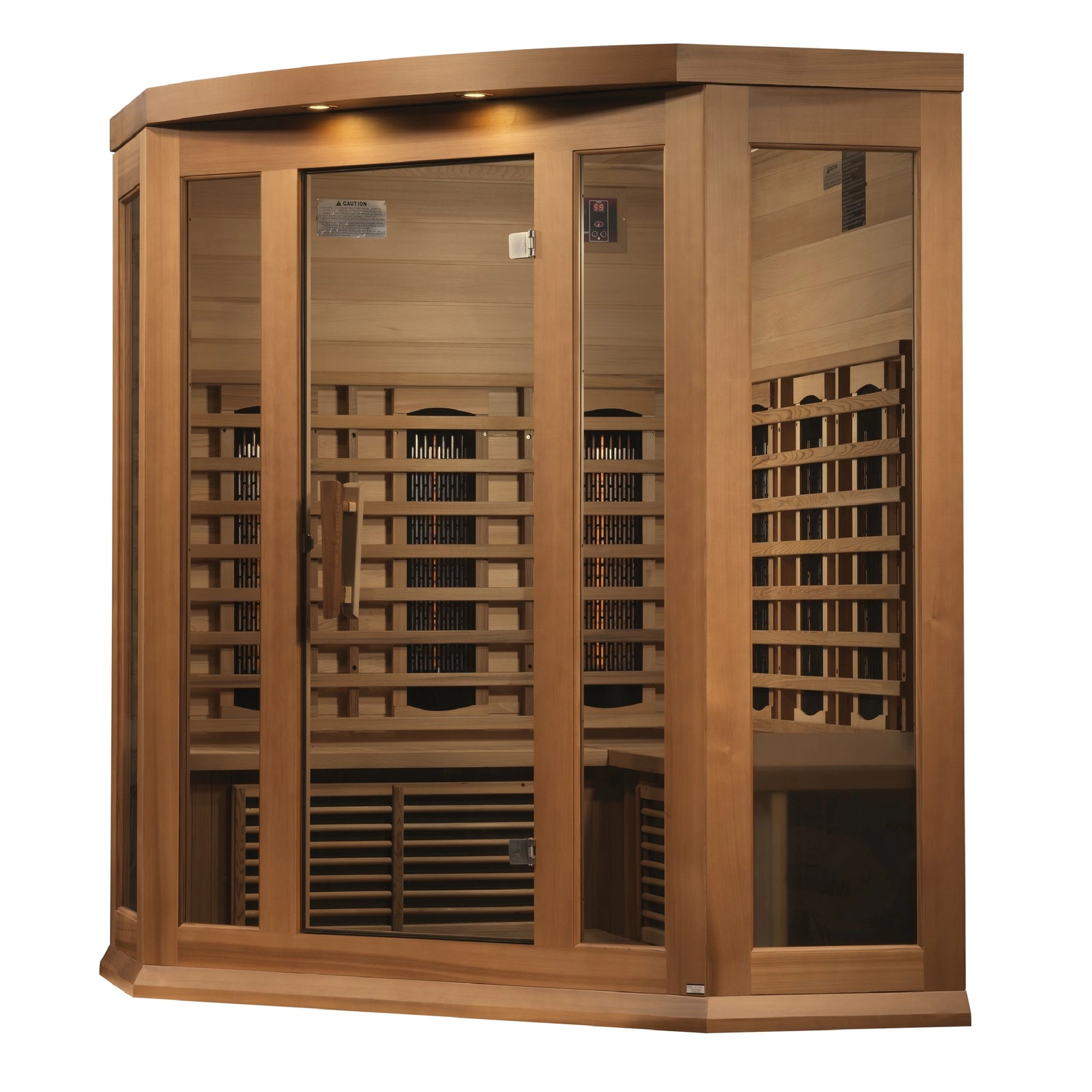 Maxxus 3-Person Corner Full Spectrum Near Zero EMF FAR Infrared Sauna (Canadian Red Cedar)