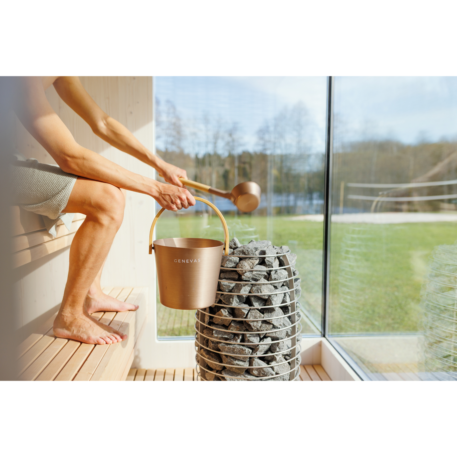 Genevas St. Moritz Pre-Assembled Outdoor Sauna with Lounge & Shower Cabin