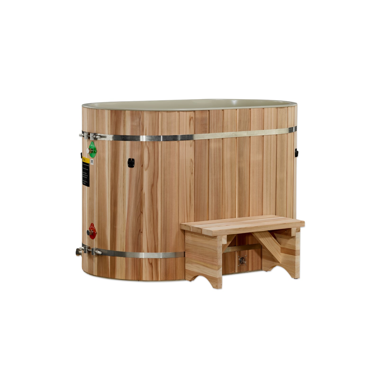 Dynamic Cold Therapy Oval Barrel Tub Cold Plunge (50-P) Pacific Cedar - 3/4 IN-OUT without Motor