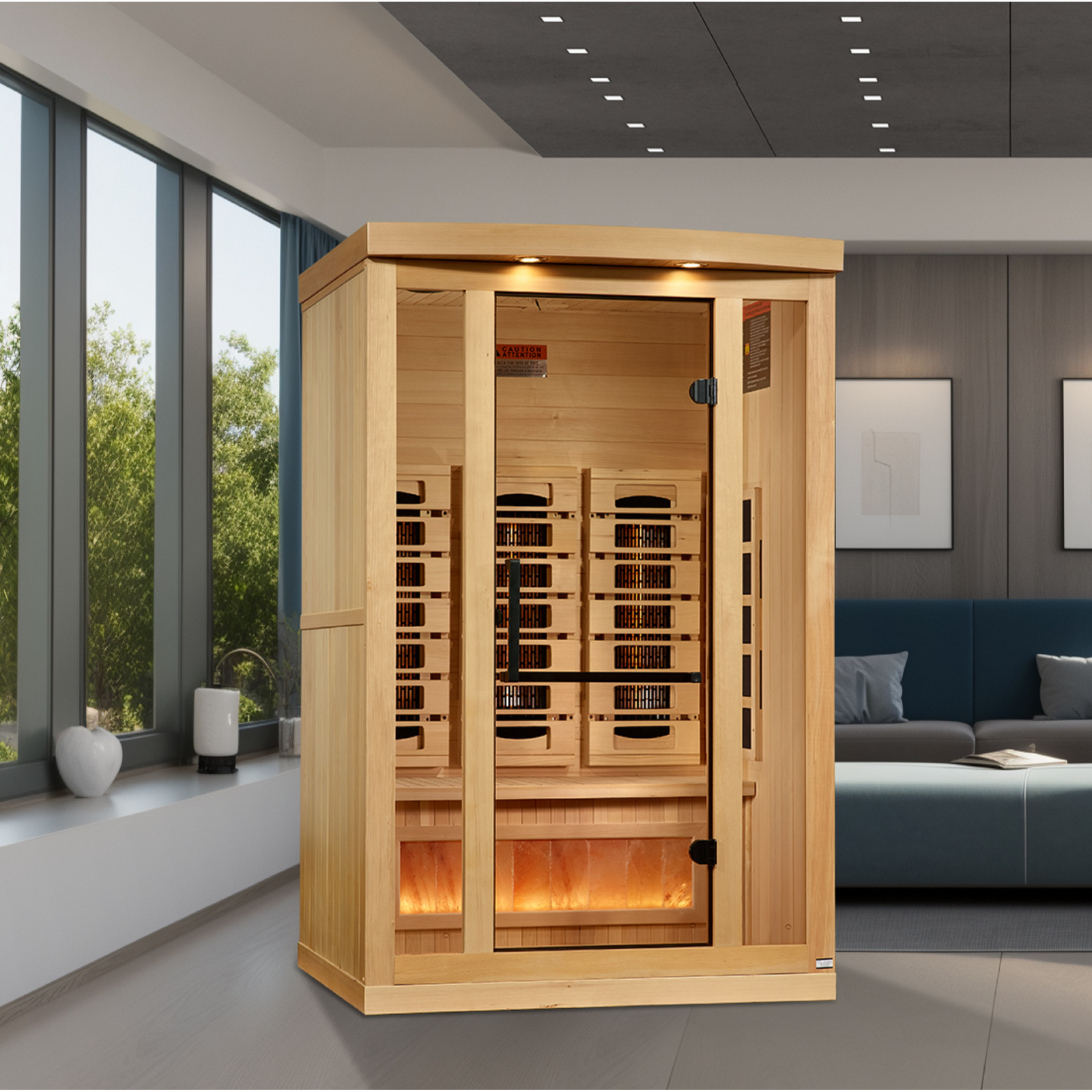 Golden Designs 2-Person Full Spectrum Infrared Sauna with Himalayan Salt Bar
