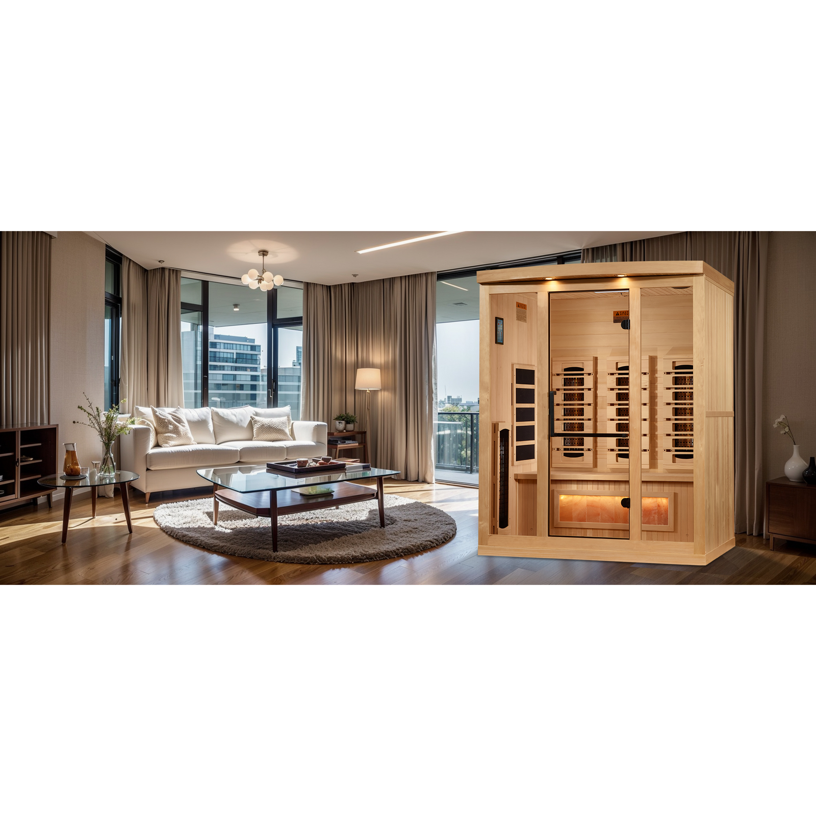 Golden Designs 3-Person Full Spectrum Infrared Sauna with Himalayan Salt Bar