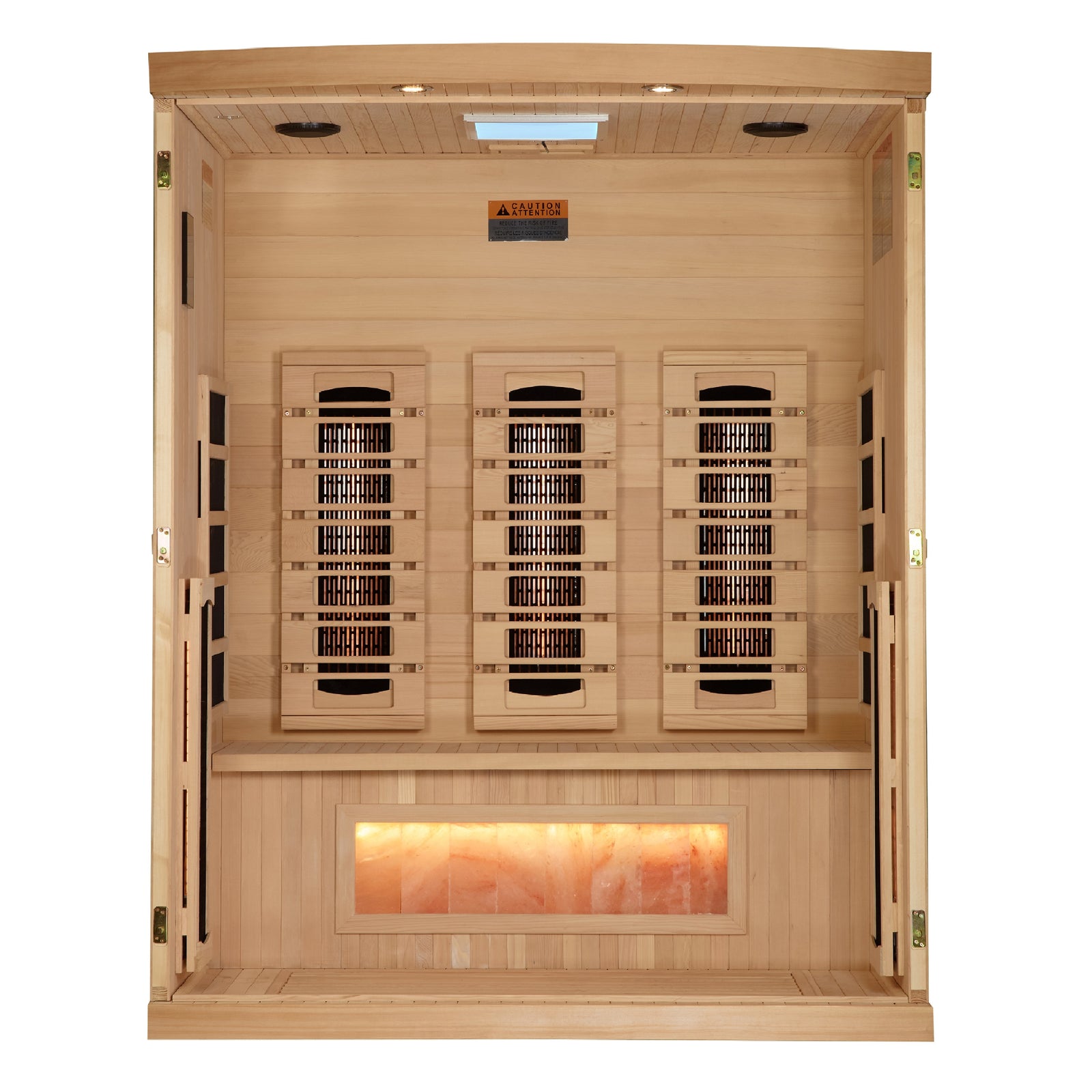 Golden Designs 3-Person Full Spectrum Infrared Sauna with Himalayan Salt Bar