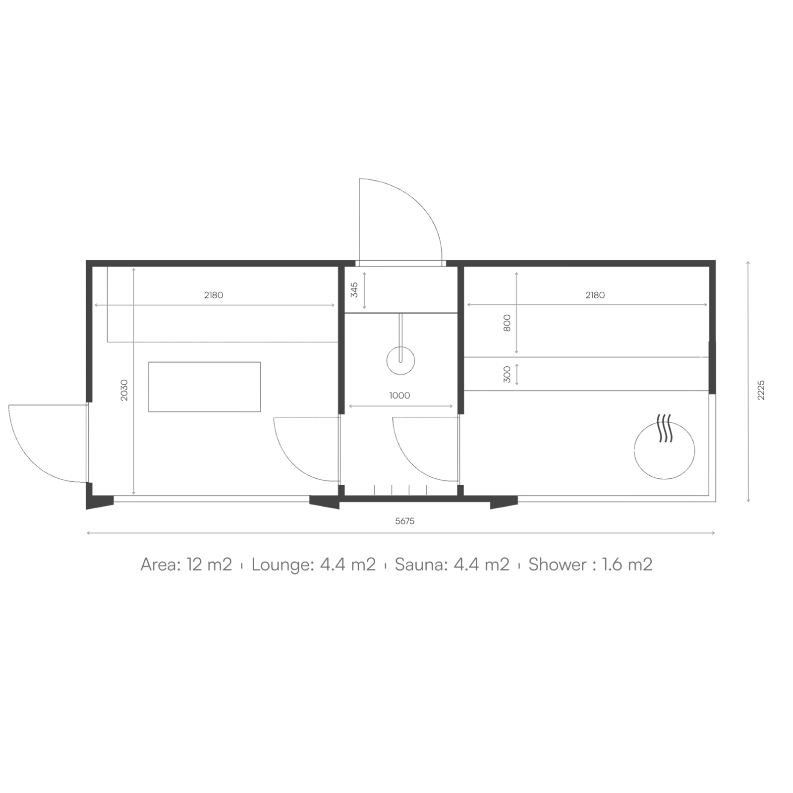 Genevas St. Moritz Pre-Assembled Outdoor Sauna with Lounge & Shower Cabin