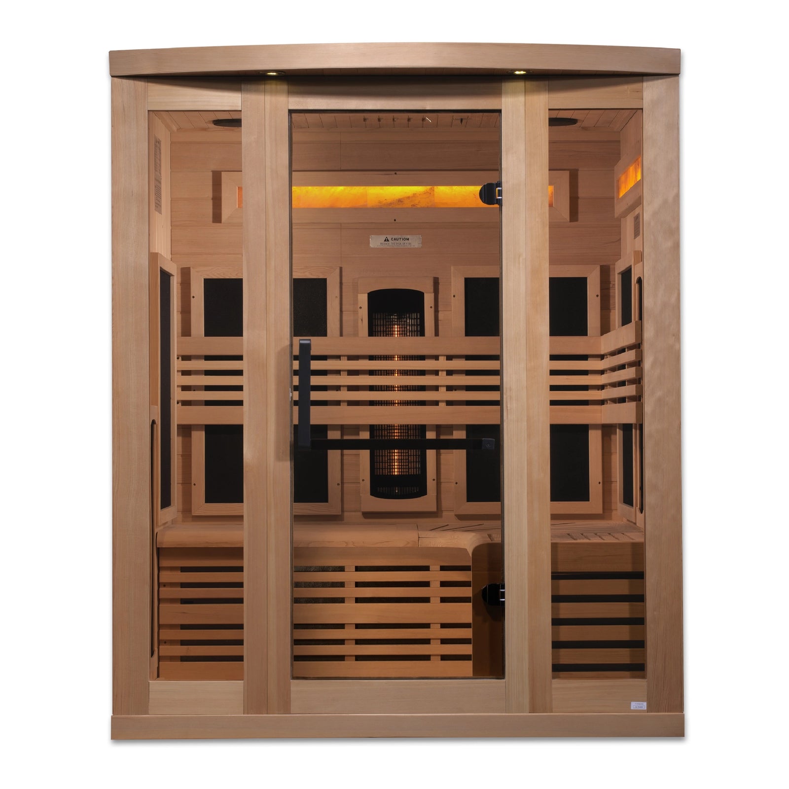 Golden Designs 3-Person Full Spectrum PureTech™ Near Zero EMF (Under 3MG) FAR Infrared Sauna with Himalayan Salt Bar (Canadian Hemlock)