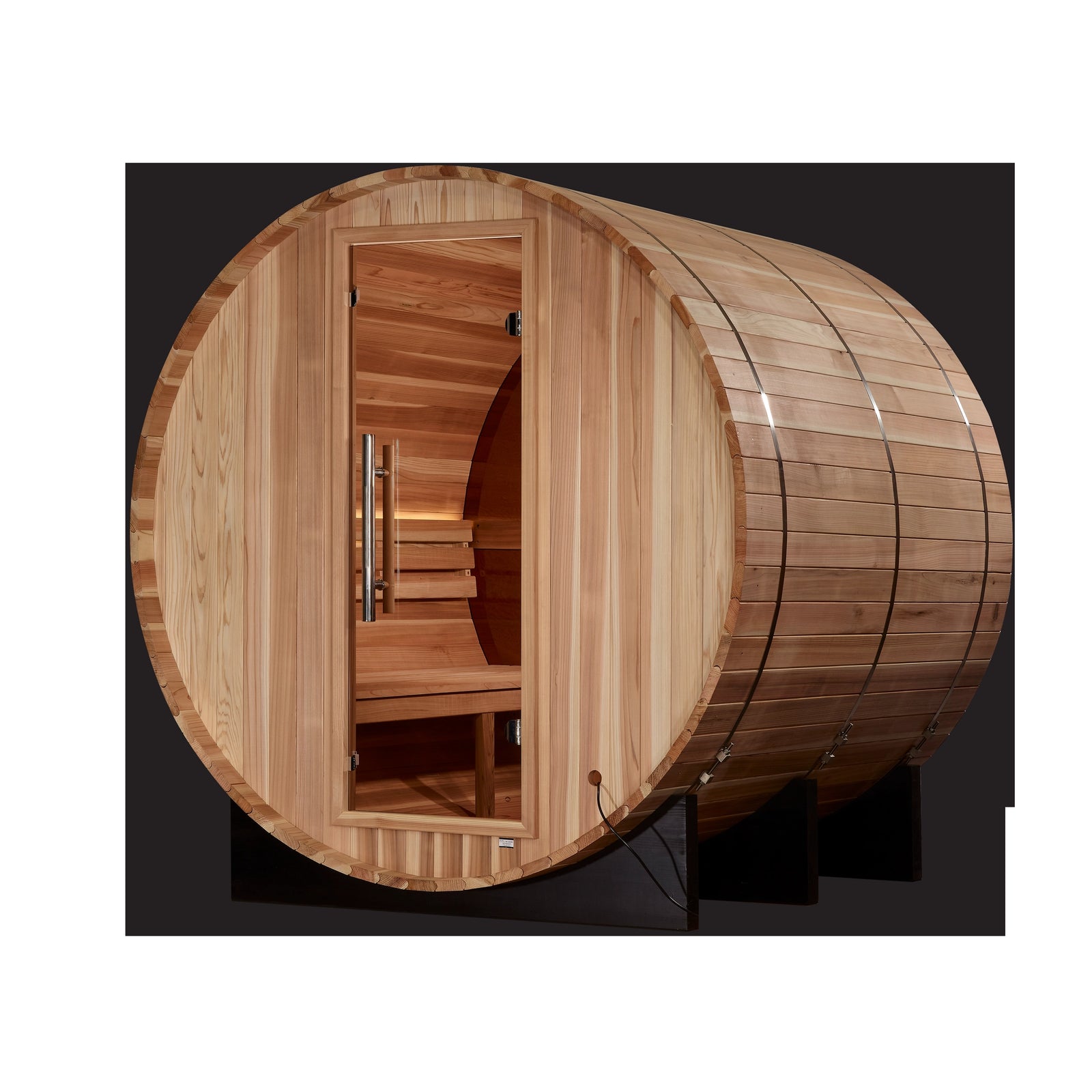 Golden Designs "Zurich" 4 Person Barrel Traditional Sauna with Bronze Privacy View - Pacific Cedar