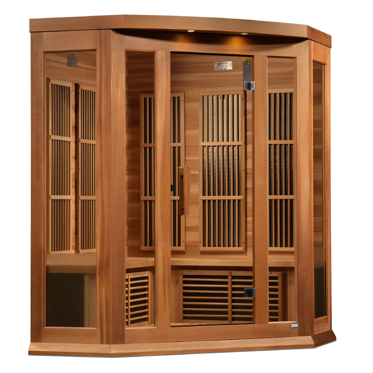 Maxxus 3-Person Corner Low EMF FAR Infrared Sauna (Canadian Red Cedar)