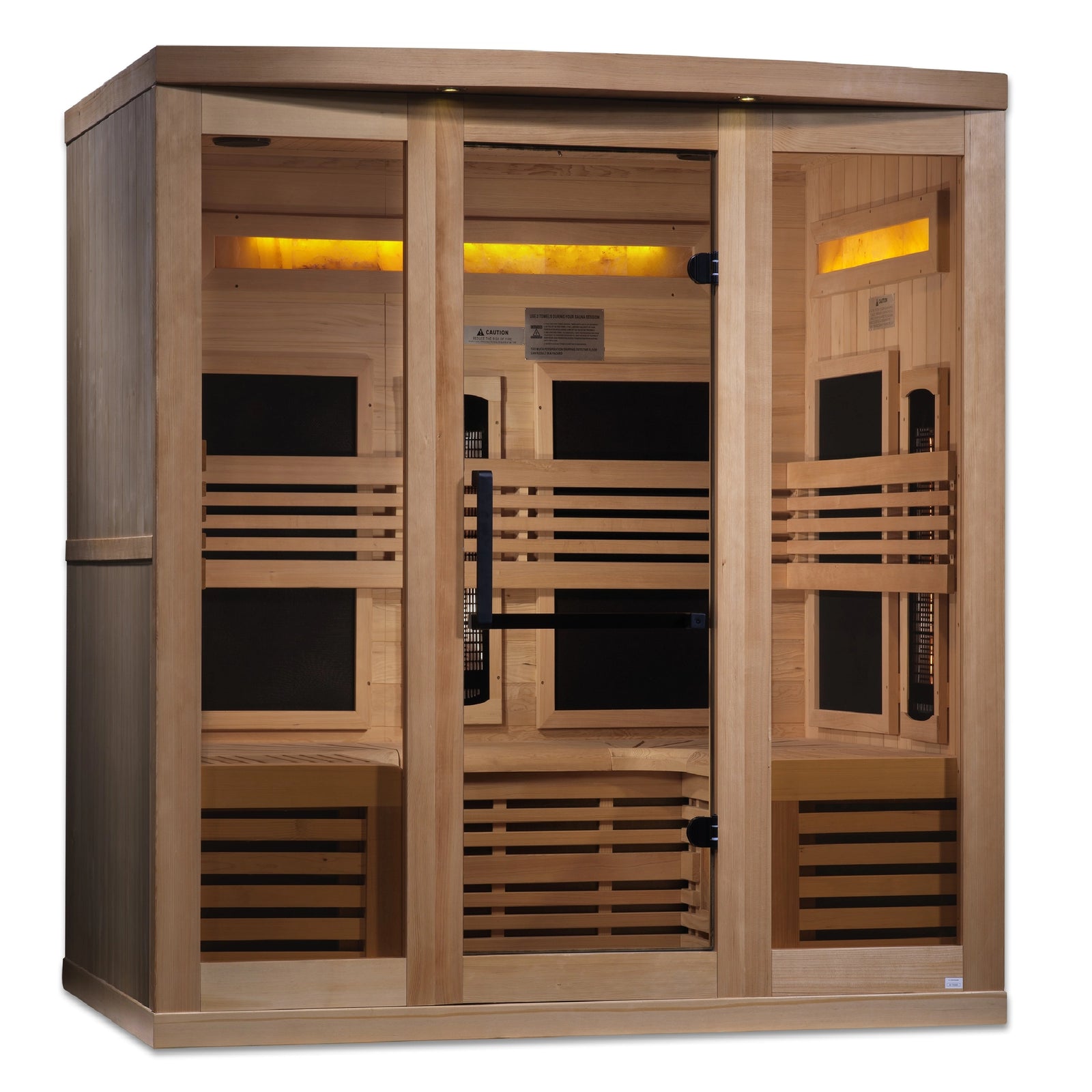 Golden Designs 6-Person Full Spectrum PureTech™ Near Zero EMF (Under 3MG) FAR Infrared Sauna with Himalayan Salt Bar (Canadian Hemlock)