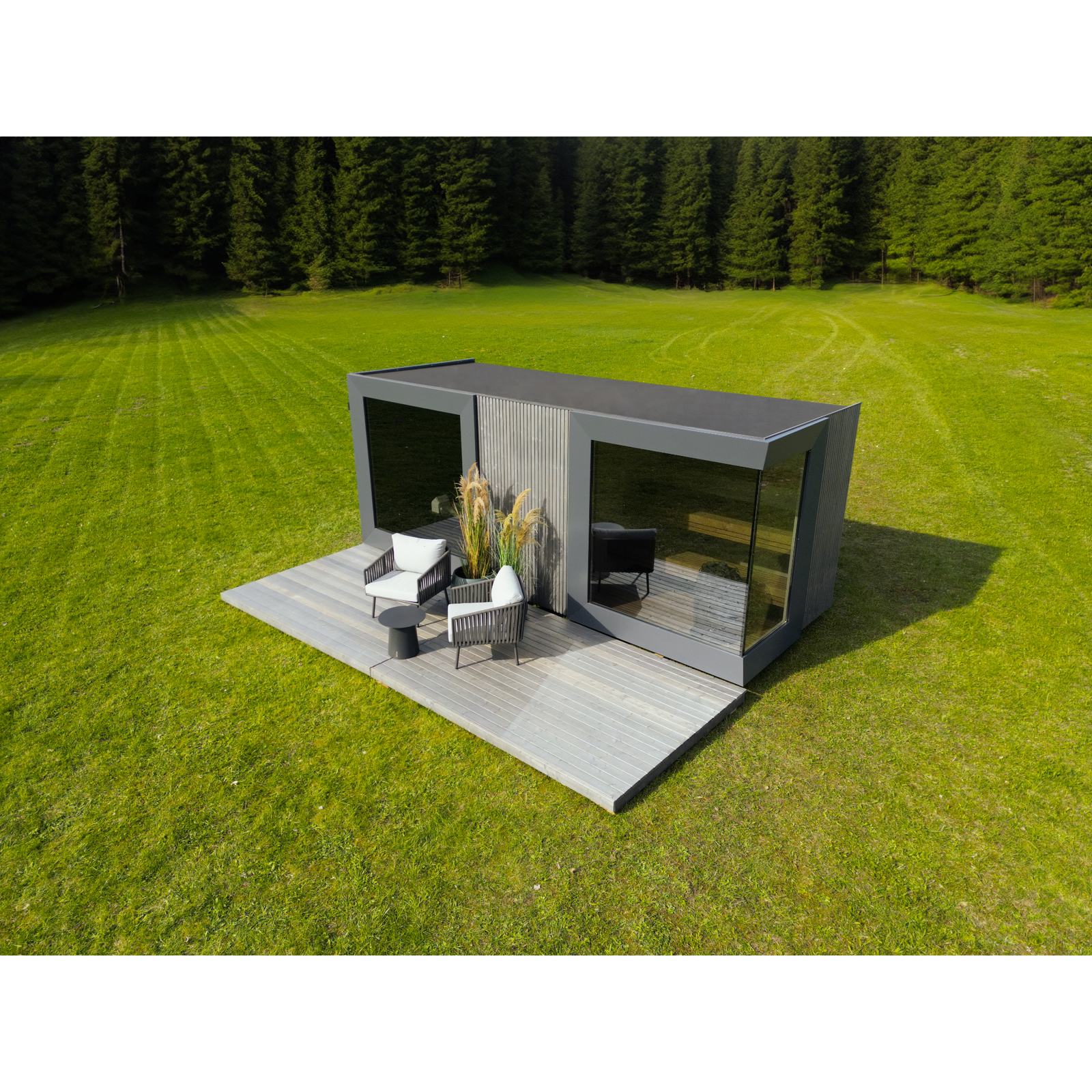 Genevas St. Moritz Pre-Assembled Outdoor Sauna with Lounge & Shower Cabin