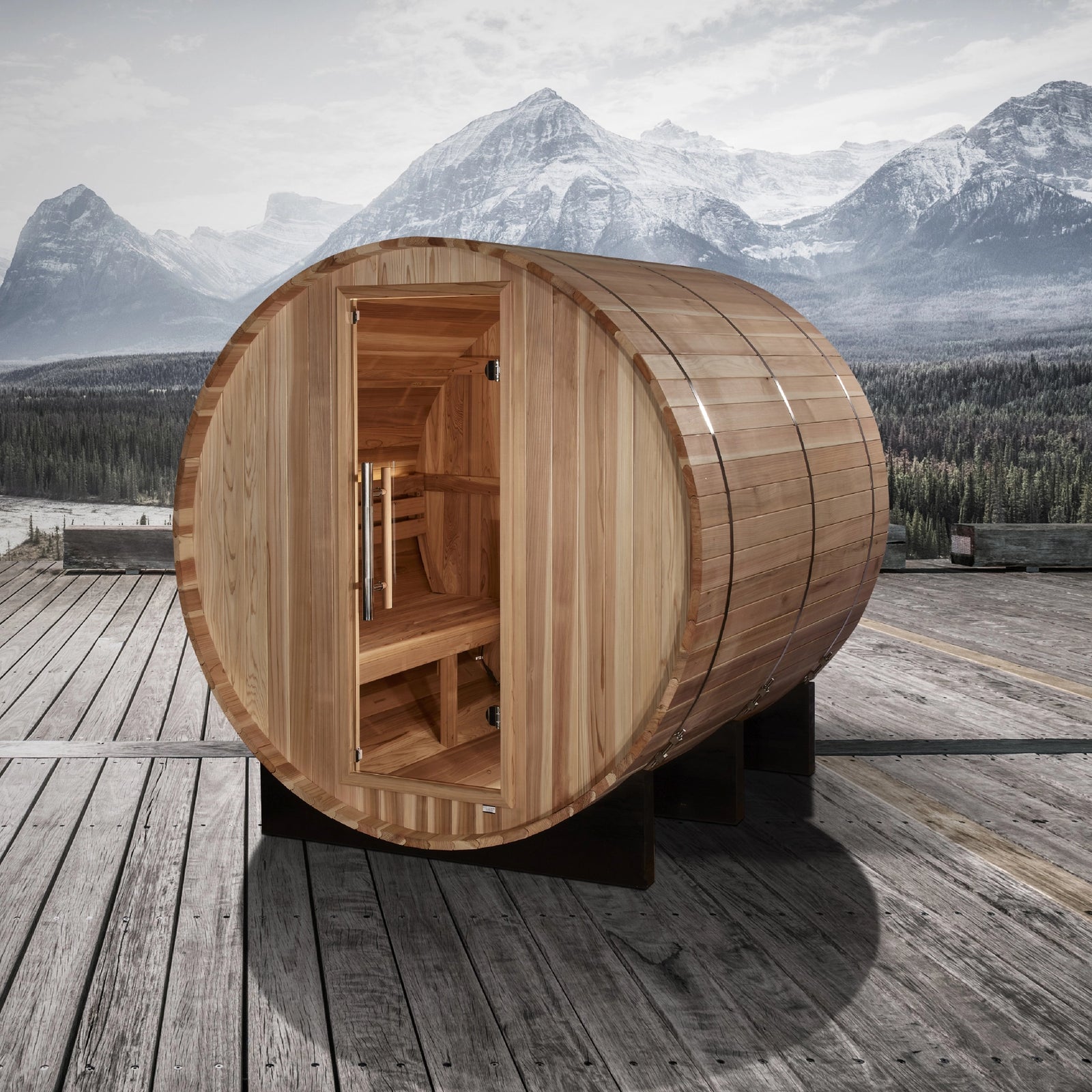 Golden Designs "Arosa" 4 Person Barrel Traditional Sauna - Pacific Cedar