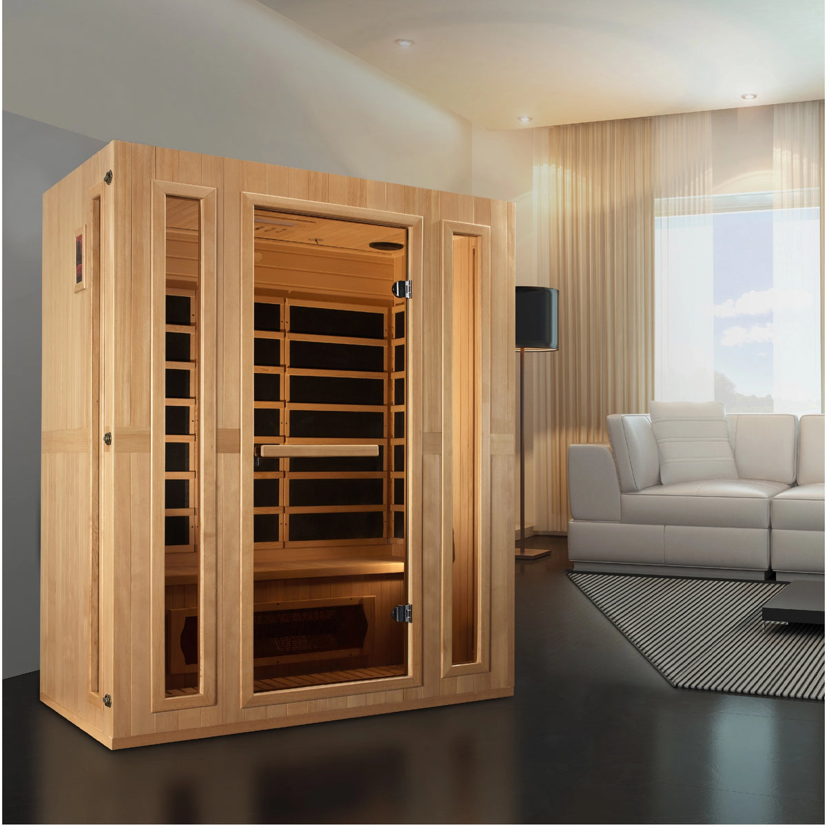Maxxus Trinity 3-Person Low EMF FAR Infrared Sauna (Canadian Hemlock)