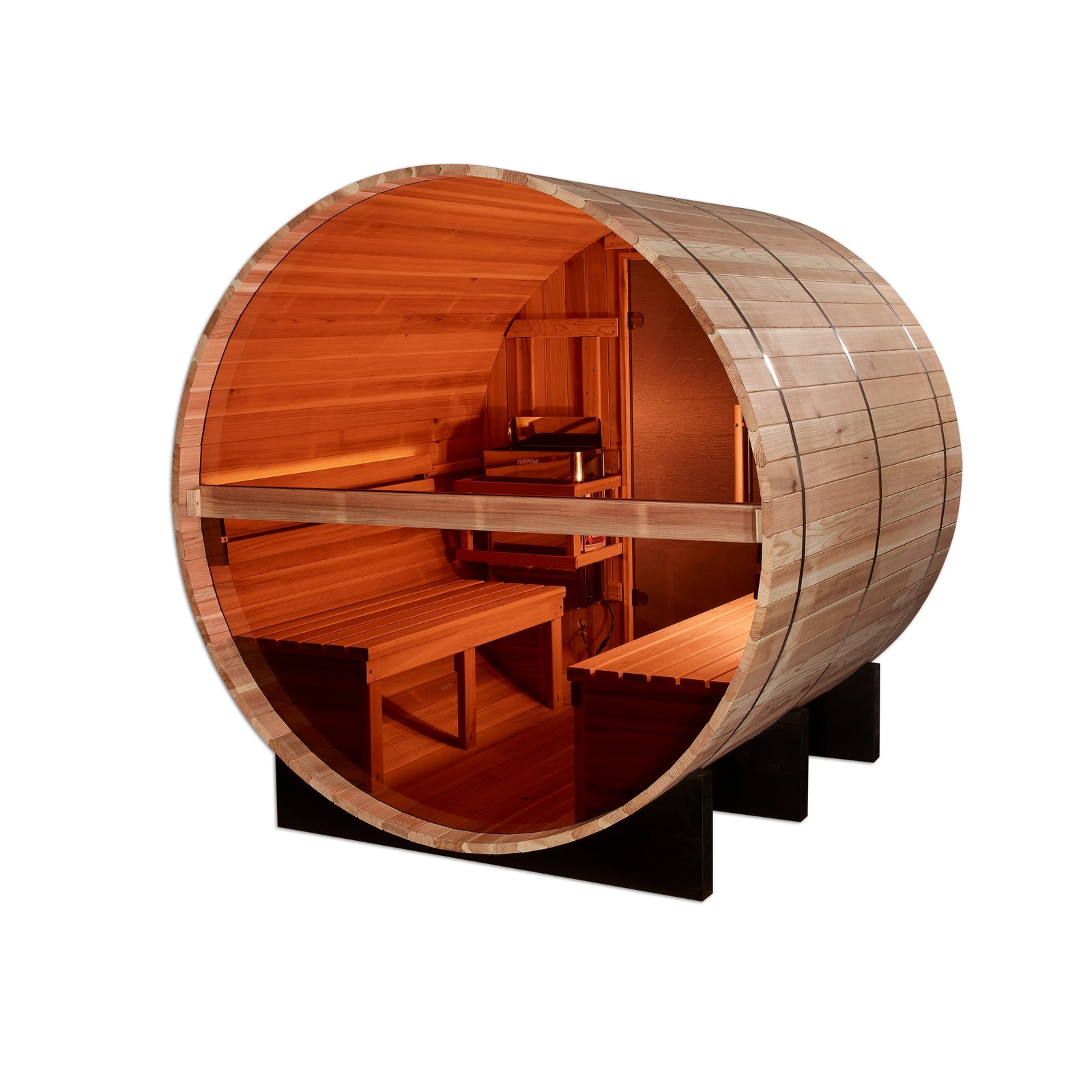 Golden Designs "Zurich" 4 Person Barrel Traditional Sauna with Bronze Privacy View - Pacific Cedar
