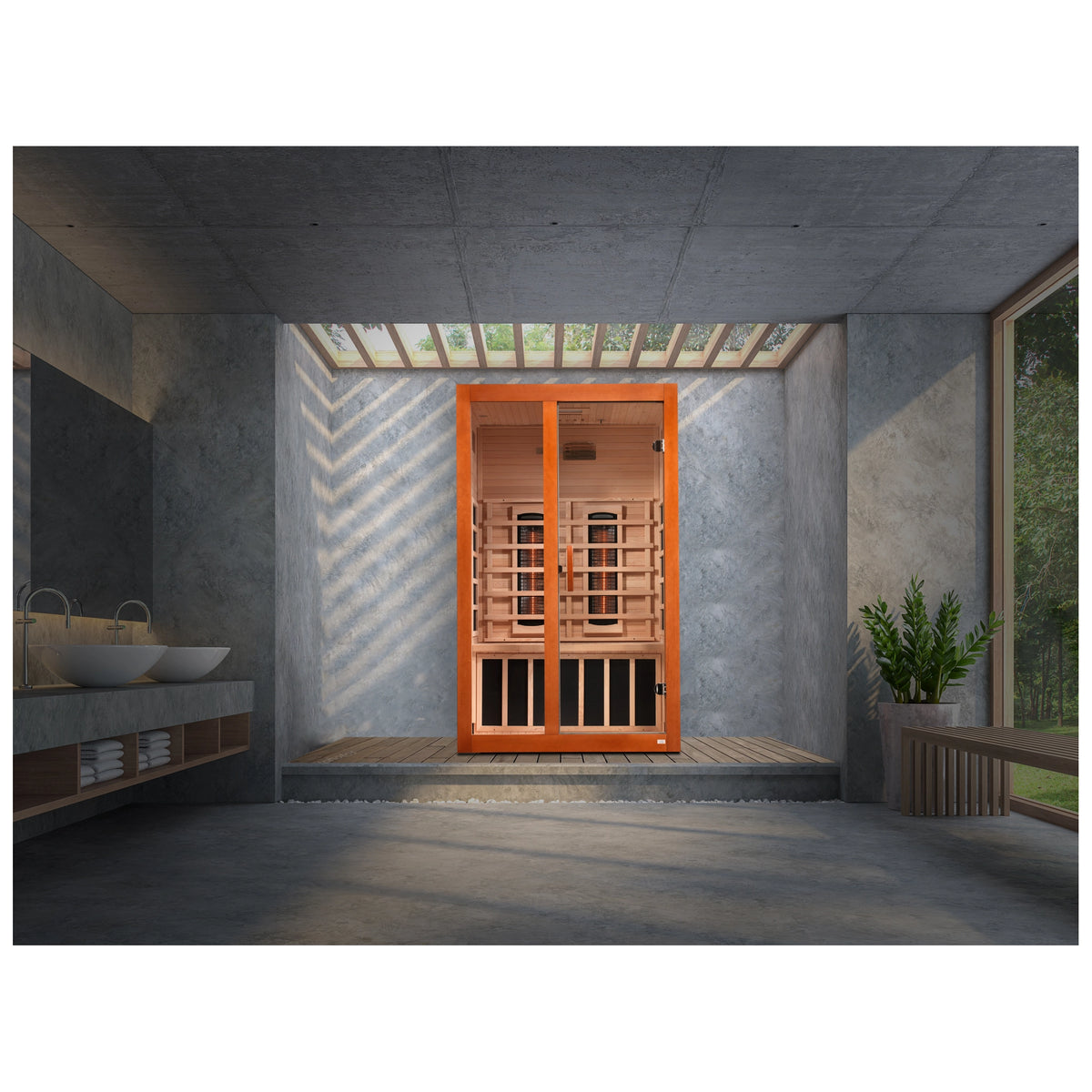 Dynamic Santiago 2-Person Full Spectrum Near Zero EMF FAR Infrared Sauna (Canadian Hemlock)
