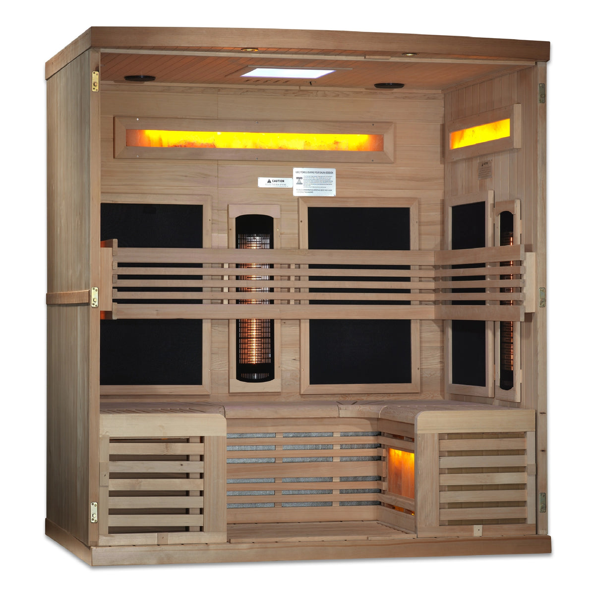 Golden Designs 6-Person Full Spectrum PureTech™ Near Zero EMF (Under 3MG) FAR Infrared Sauna with Himalayan Salt Bar (Canadian Hemlock)