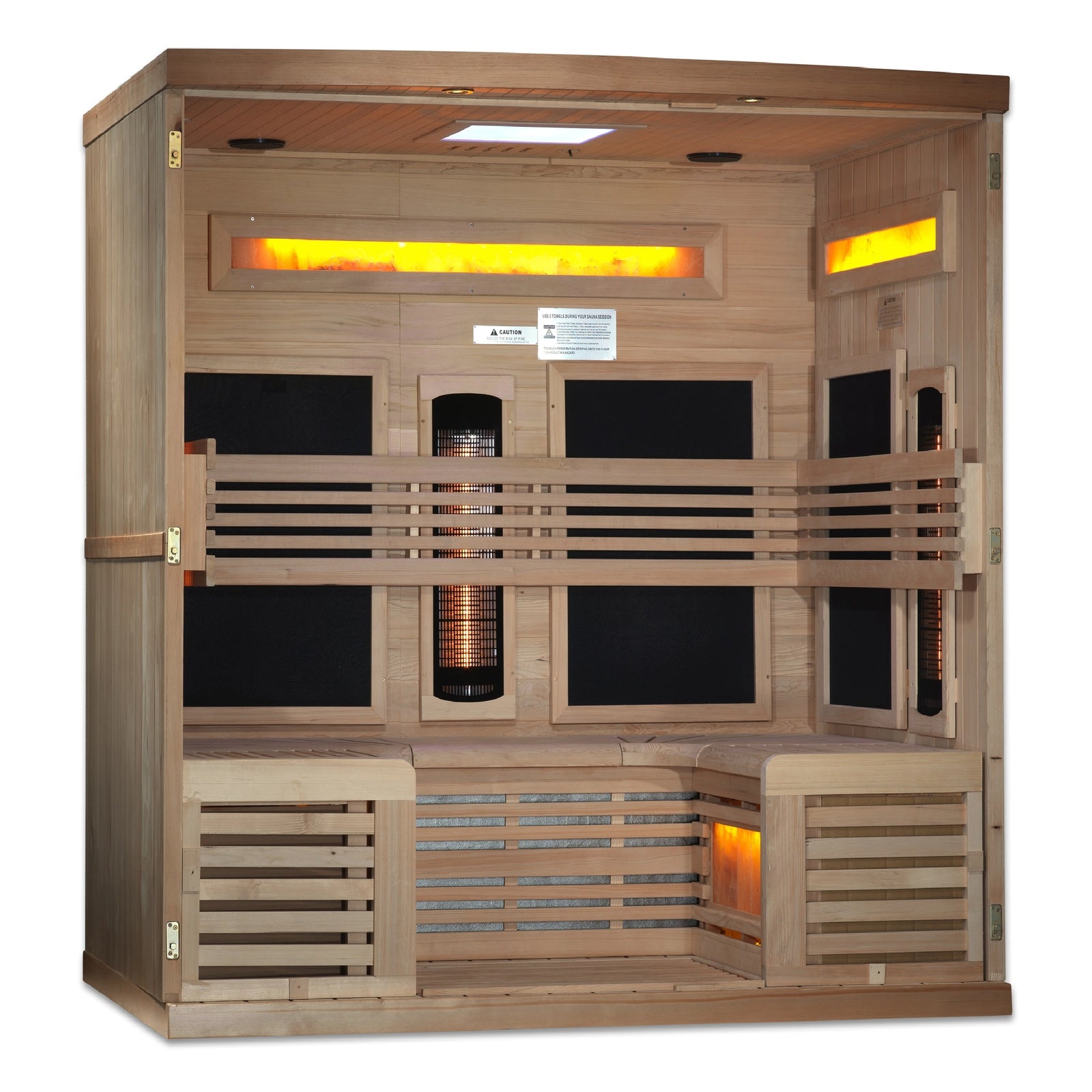 Golden Designs 6-Person Full Spectrum PureTech™ Near Zero EMF (Under 3MG) FAR Infrared Sauna with Himalayan Salt Bar (Canadian Hemlock)