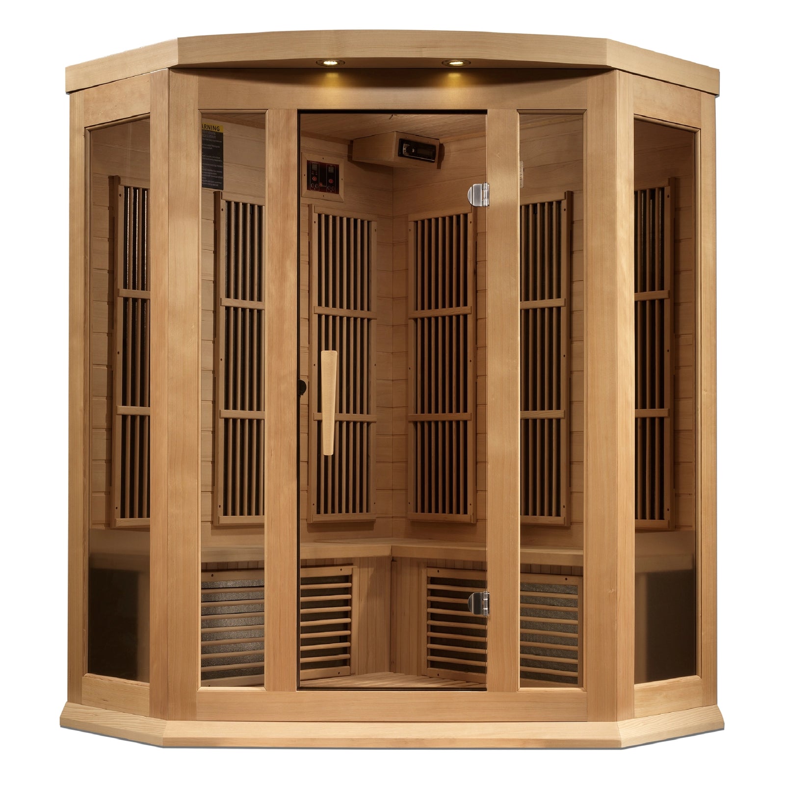 Maxxus 3-Person Corner Near Zero EMF FAR Infrared Sauna (Canadian Hemlock)
