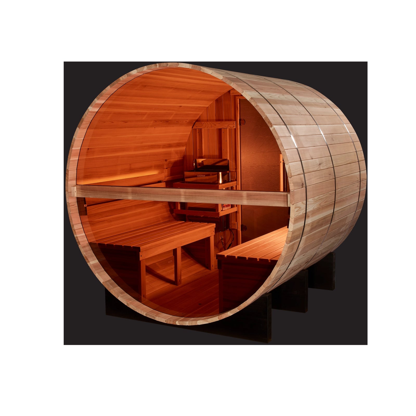 Golden Designs "Zurich" 4 Person Barrel Traditional Sauna with Bronze Privacy View - Pacific Cedar