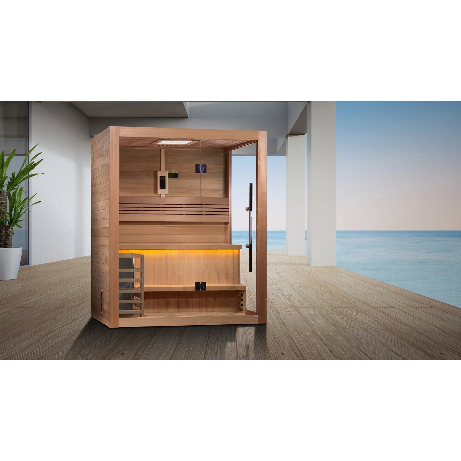Golden Designs "Hanko Edition" 2 Person Indoor Traditional Sauna - Canadian Red Cedar Interior