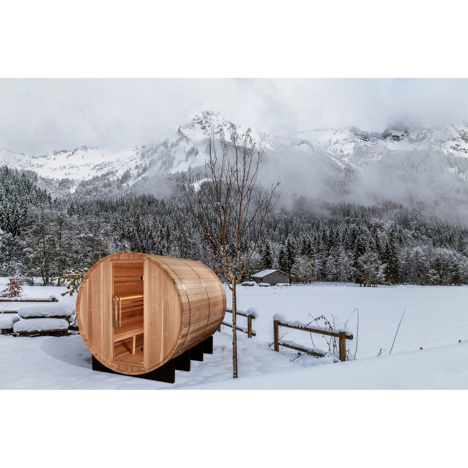 Golden Designs "Klosters" 6 Person Barrel Traditional Sauna - Pacific Cedar