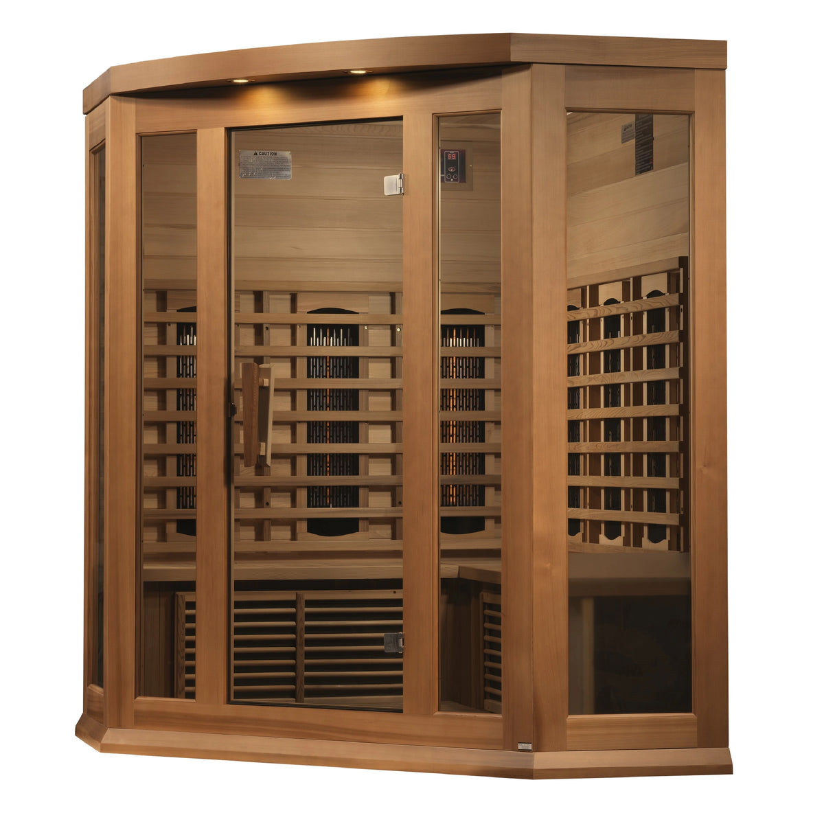 Maxxus 3-Person Corner Full Spectrum Near Zero EMF FAR Infrared Sauna (Canadian Red Cedar)