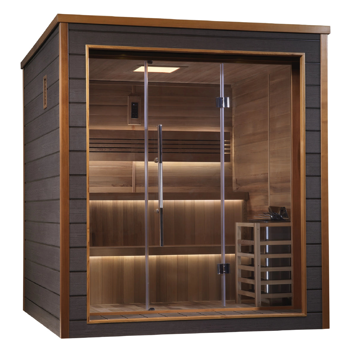 Golden Designs Bergen 6 Person Outdoor Traditional Sauna - Canadian Red Cedar Interior