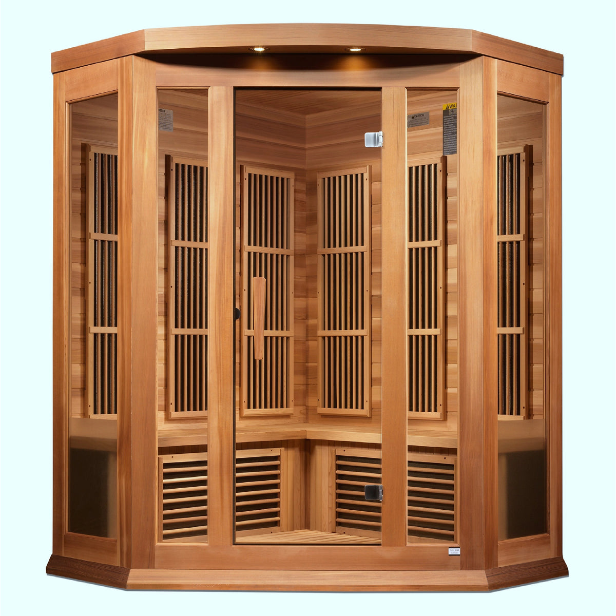 Maxxus 3-Person Corner Low EMF FAR Infrared Sauna (Canadian Red Cedar)