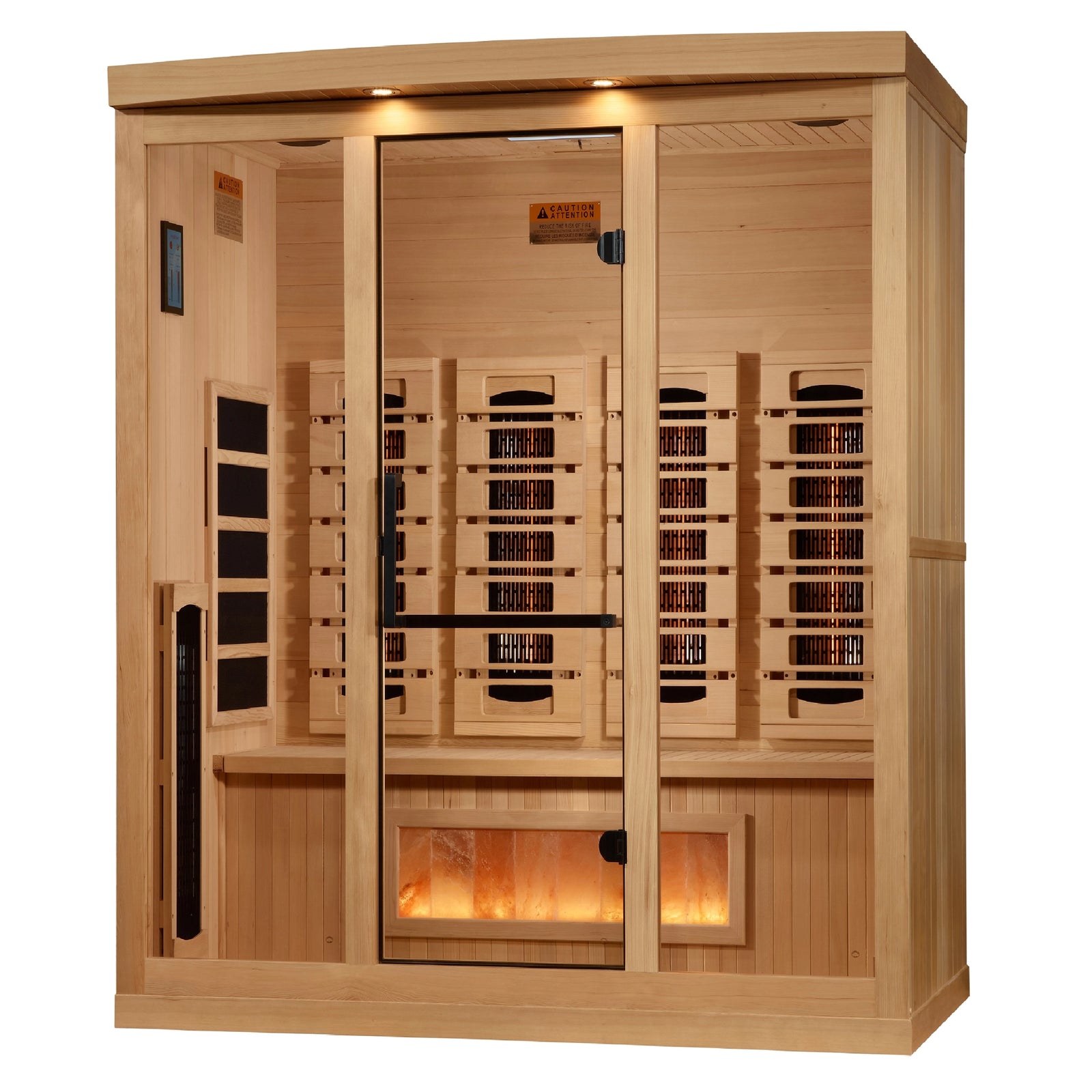 Golden Designs 4-Person Full Spectrum PureTech™ Near Zero EMF (Under 3MG) FAR Infrared Sauna with Himalayan Salt Bar (Canadian Hemlock)