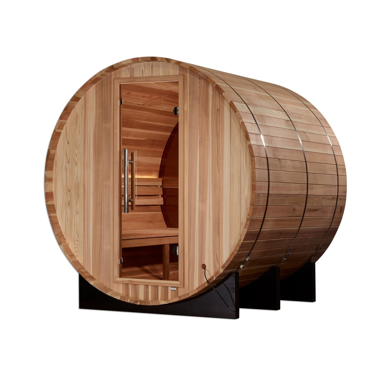 Golden Designs "Zurich" 4 Person Barrel Traditional Sauna with Bronze Privacy View - Pacific Cedar