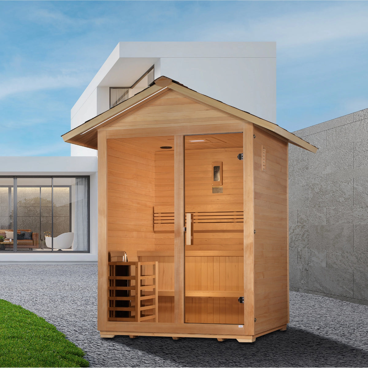Golden Designs "Arlberg" 3 Person Traditional Outdoor Sauna - Canadian Hemlock