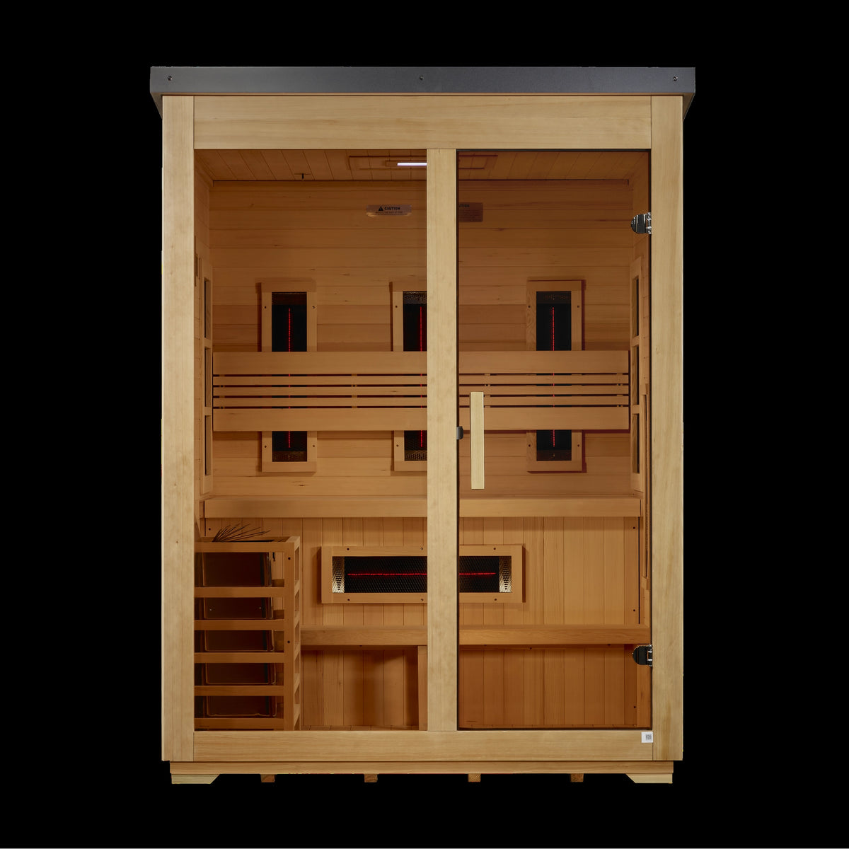 Golden Designs "Carinthia" 3 Person Hybrid (PureTech™ Full Spectrum IR or Traditional Stove) Outdoor Sauna - Flat Roof
