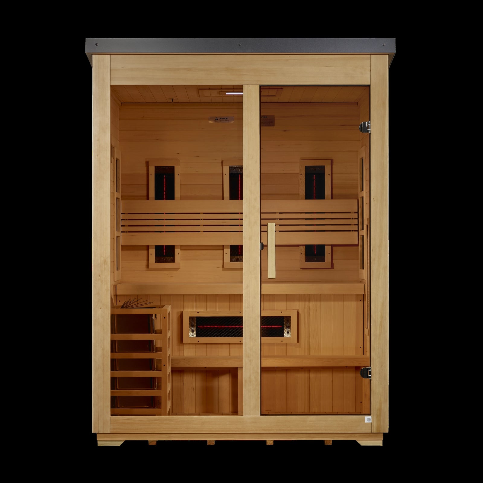 Golden Designs "Carinthia" 3 Person Hybrid (PureTech™ Full Spectrum IR or Traditional Stove) Outdoor Sauna - Flat Roof
