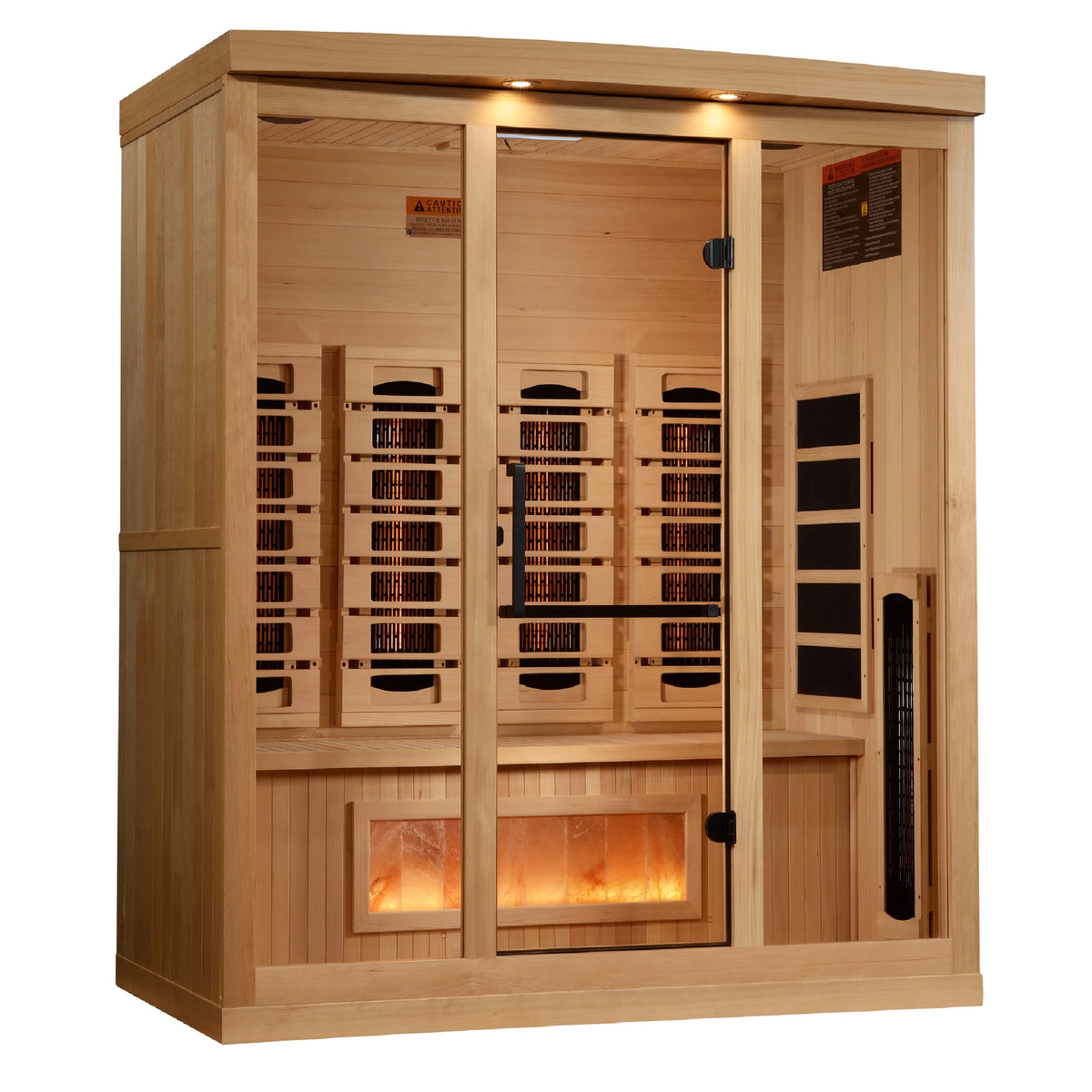 Golden Designs 4-Person Full Spectrum PureTech™ Near Zero EMF (Under 3MG) FAR Infrared Sauna with Himalayan Salt Bar (Canadian Hemlock)