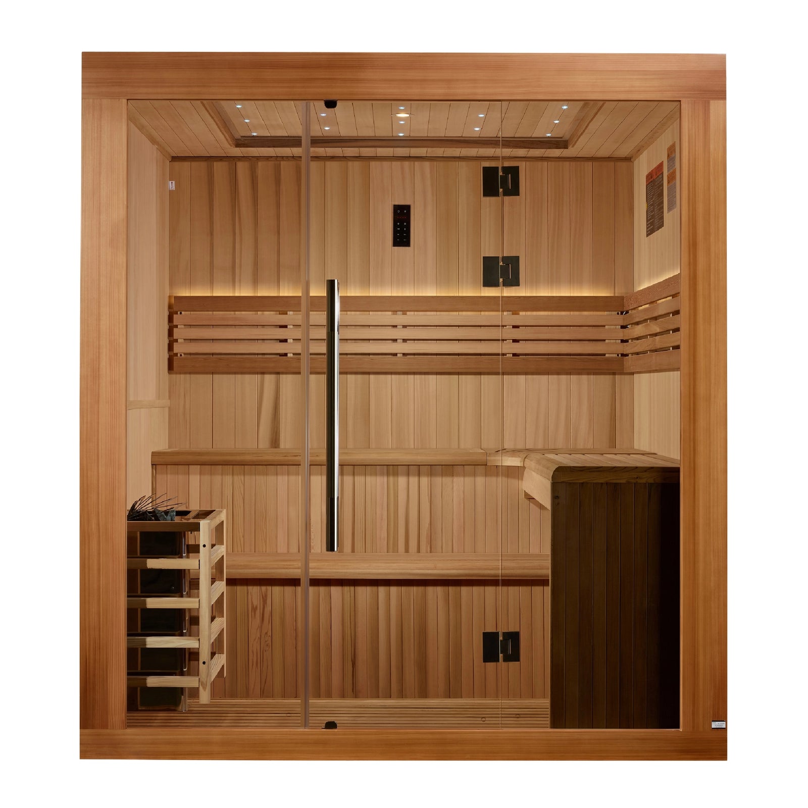 Golden Designs 2025 Updated "Osla Edition" 6 Person Traditional Sauna - Canadian Red Cedar Interior and Pacific Premium Clear Cedar Exterior
