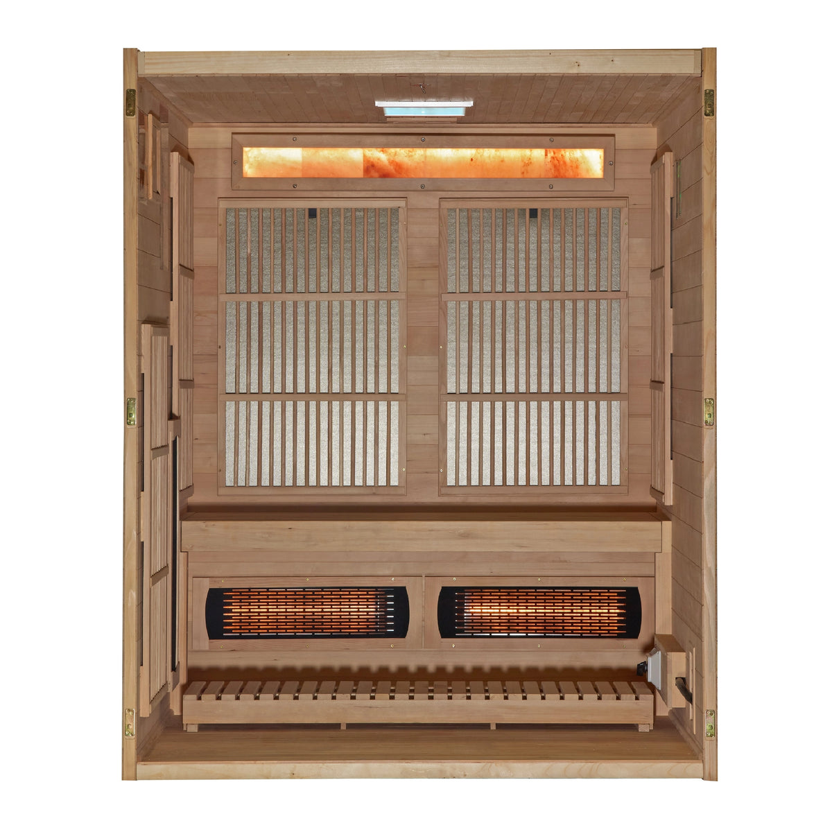 Golden Designs 2025 Soria 3-Person Hybrid Sauna (Indoor) – Full Spectrum and Harvia Traditional Stove
