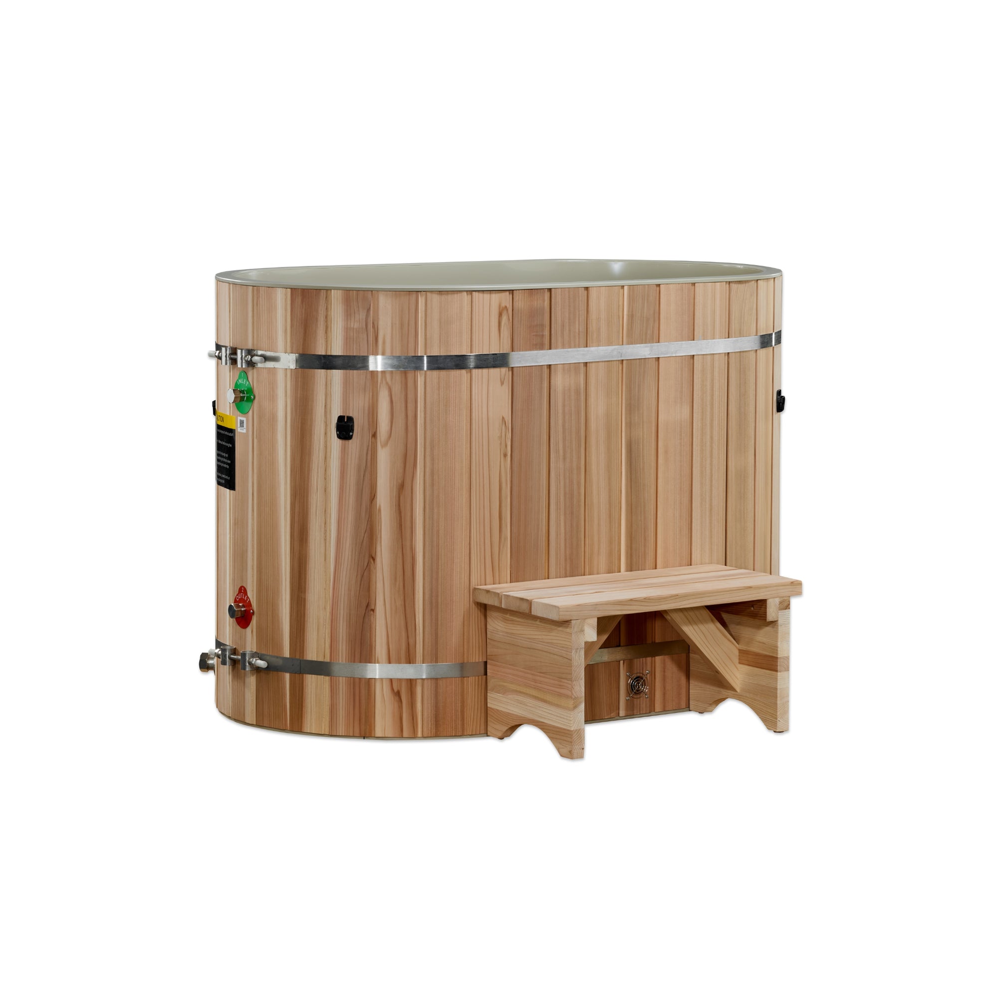 Dynamic Cold Therapy Oval Barrel Tub Cold Plunge (50-P) Pacific Cedar - 3/4 IN-OUT without Motor