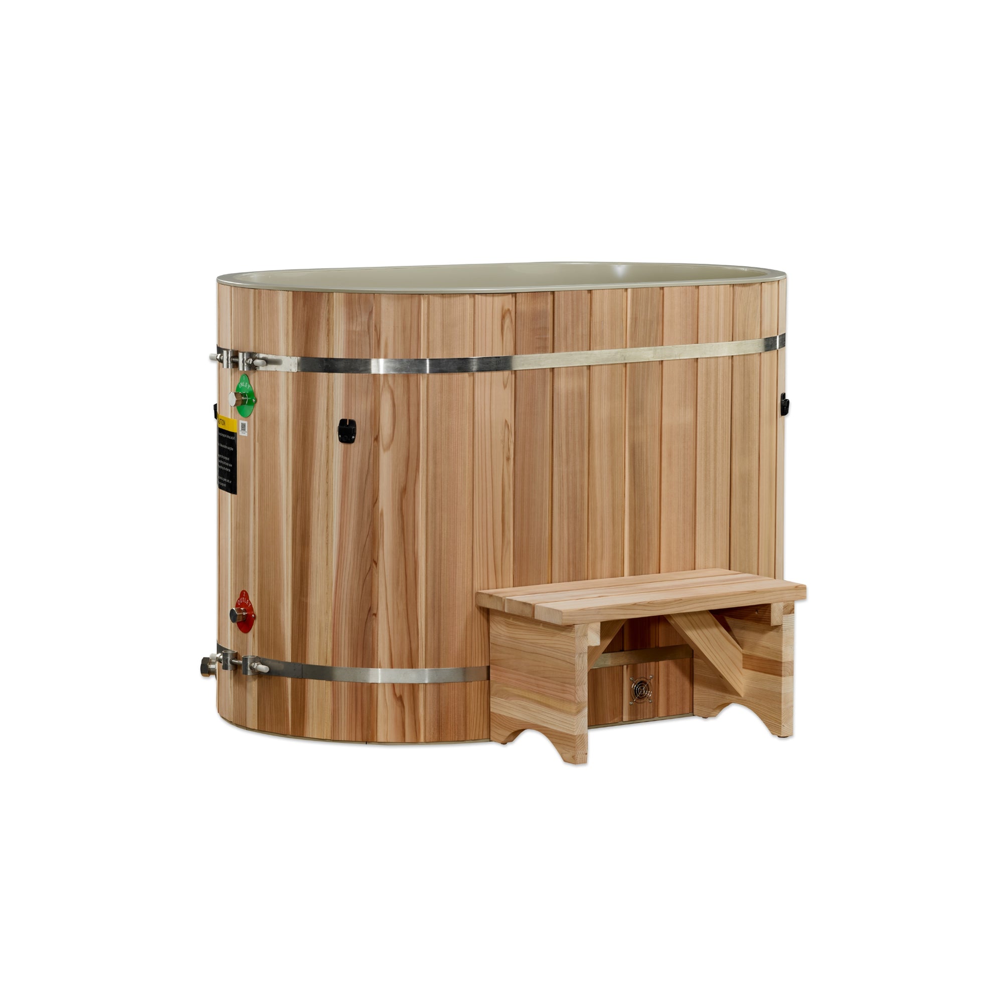 Dynamic Cold Therapy Oval Barrel Tub Cold Plunge (50-P) Pacific Cedar - 3/4 IN-OUT without Motor
