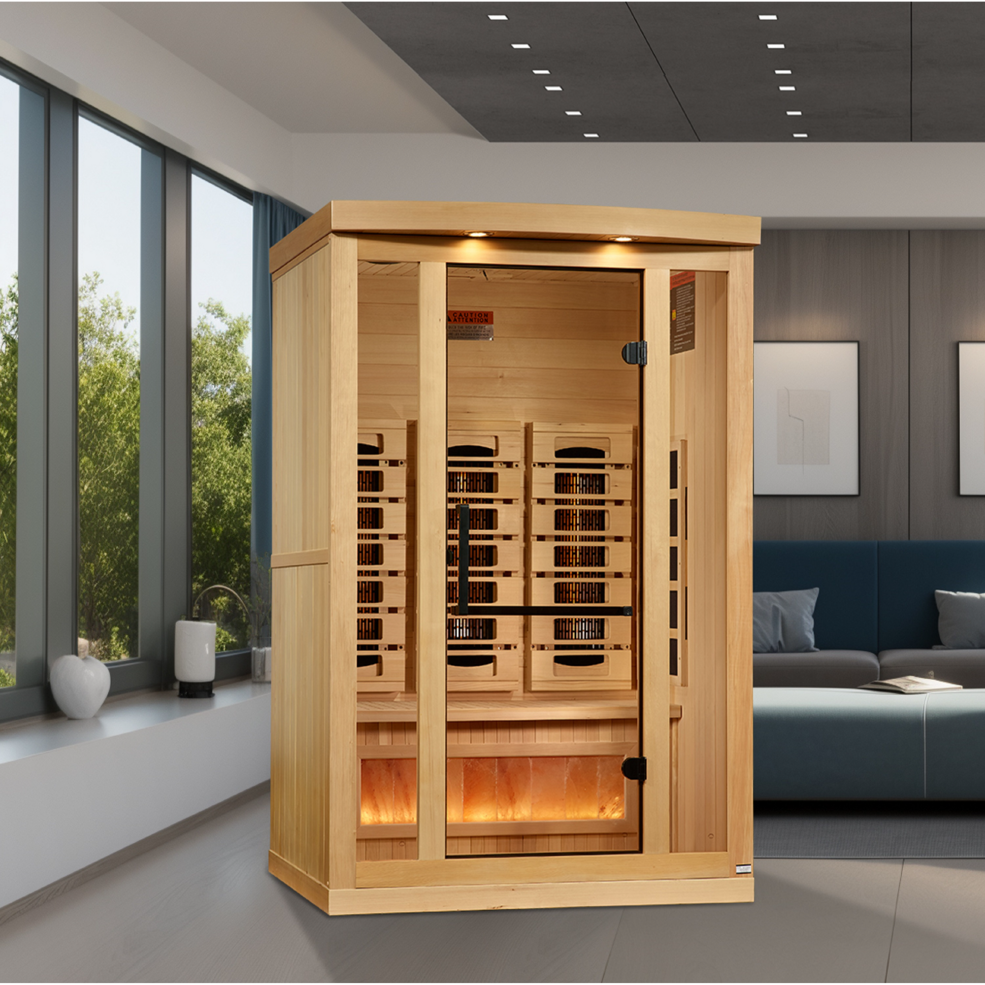 Golden Designs 2-Person Full Spectrum Infrared Sauna with Himalayan Salt Bar