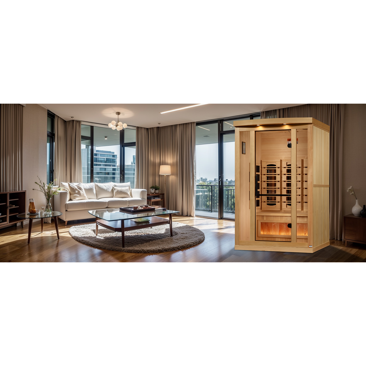 Golden Designs 2-Person Full Spectrum Infrared Sauna with Himalayan Salt Bar