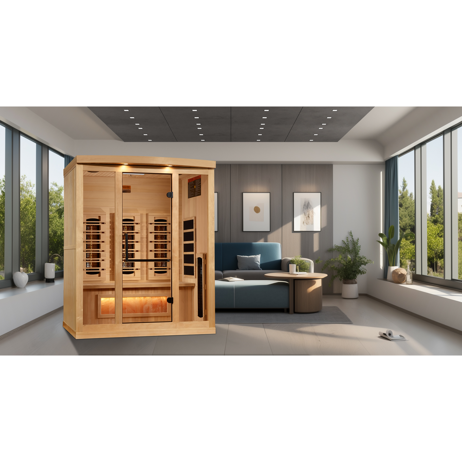 Golden Designs 3-Person Full Spectrum Infrared Sauna with Himalayan Salt Bar