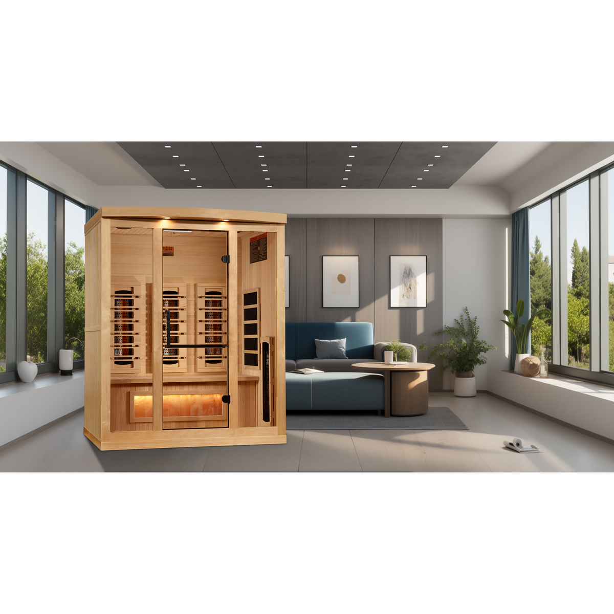 Golden Designs 3-Person Full Spectrum Infrared Sauna with Himalayan Salt Bar