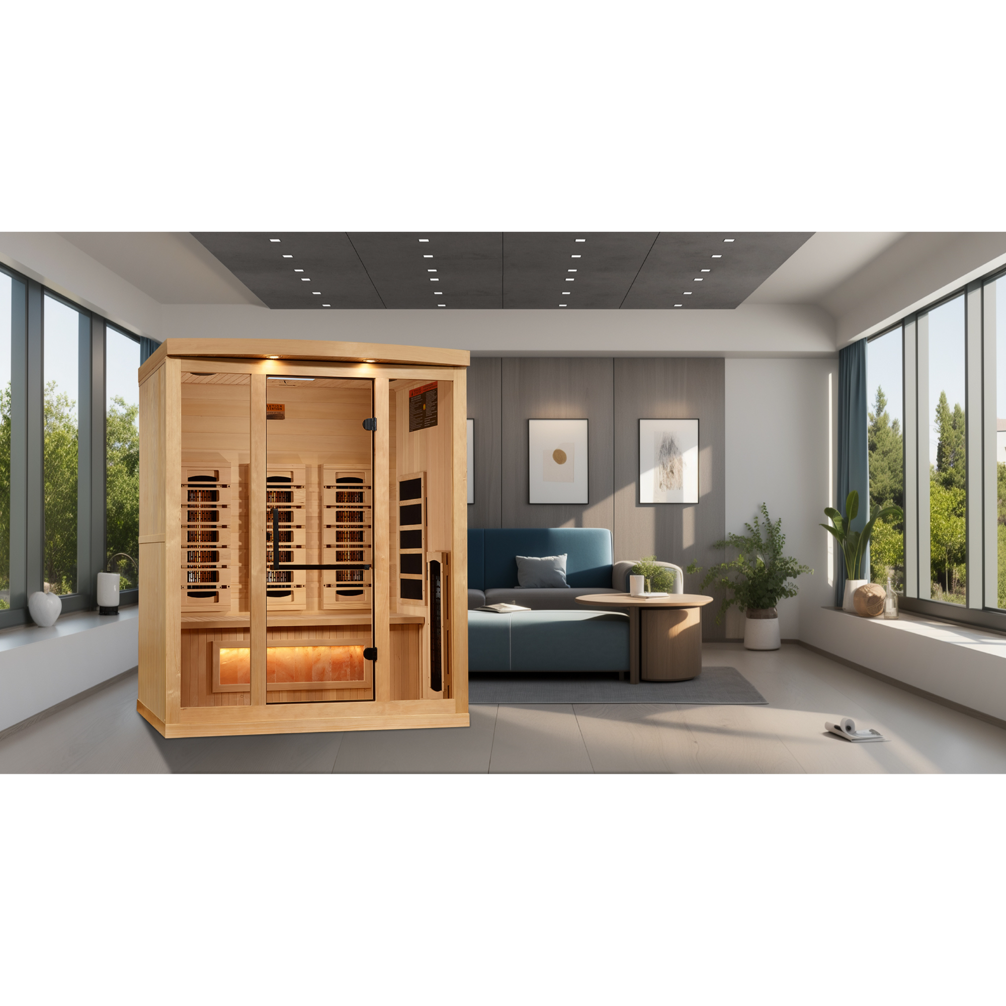 Golden Designs 3-Person Full Spectrum Infrared Sauna with Himalayan Salt Bar