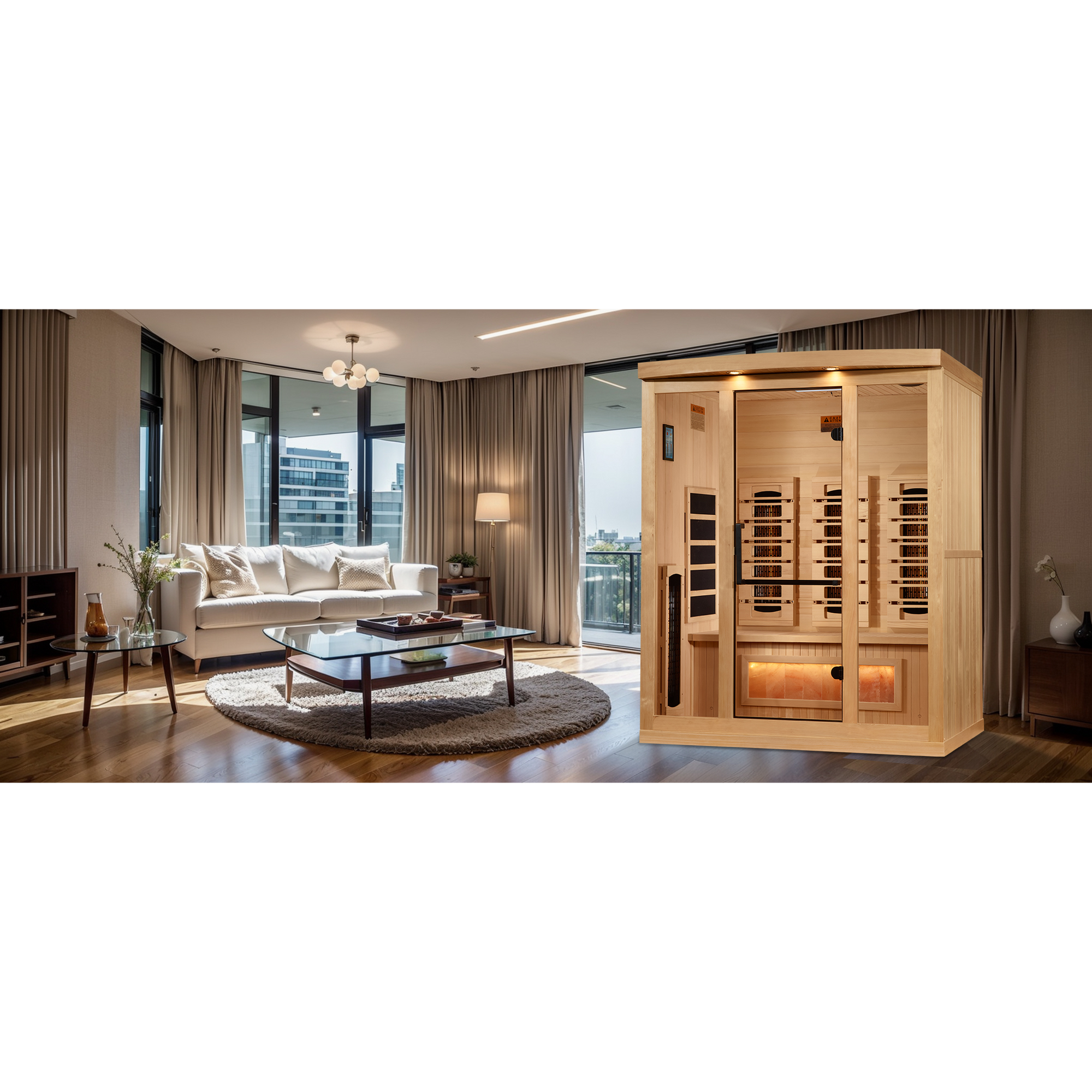 Golden Designs 3-Person Full Spectrum Infrared Sauna with Himalayan Salt Bar