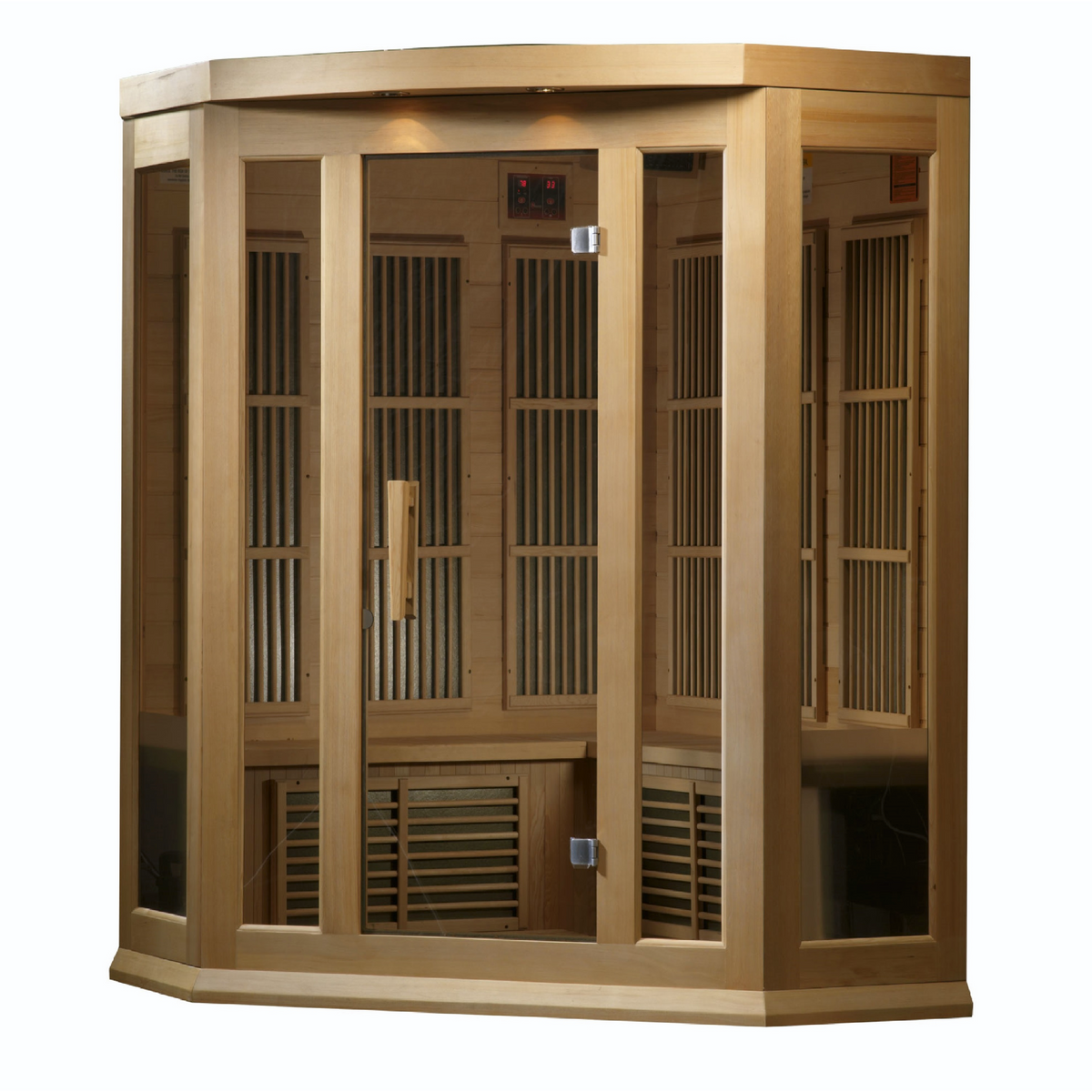 Maxxus 3-Person Corner Low EMF FAR Infrared Sauna (Canadian Hemlock)